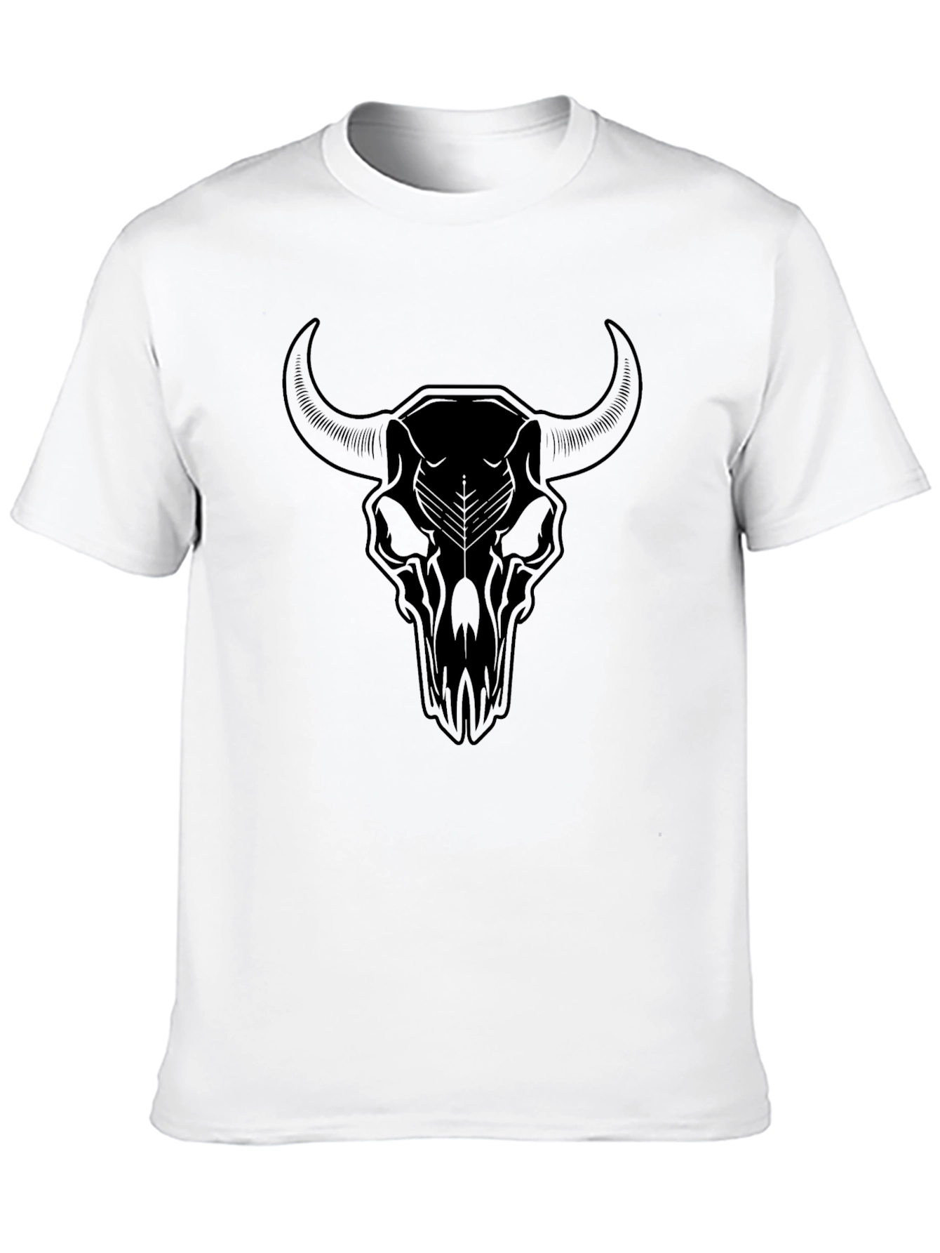 Bull Skull Graphic Tee - Black Cotton T-Shirt