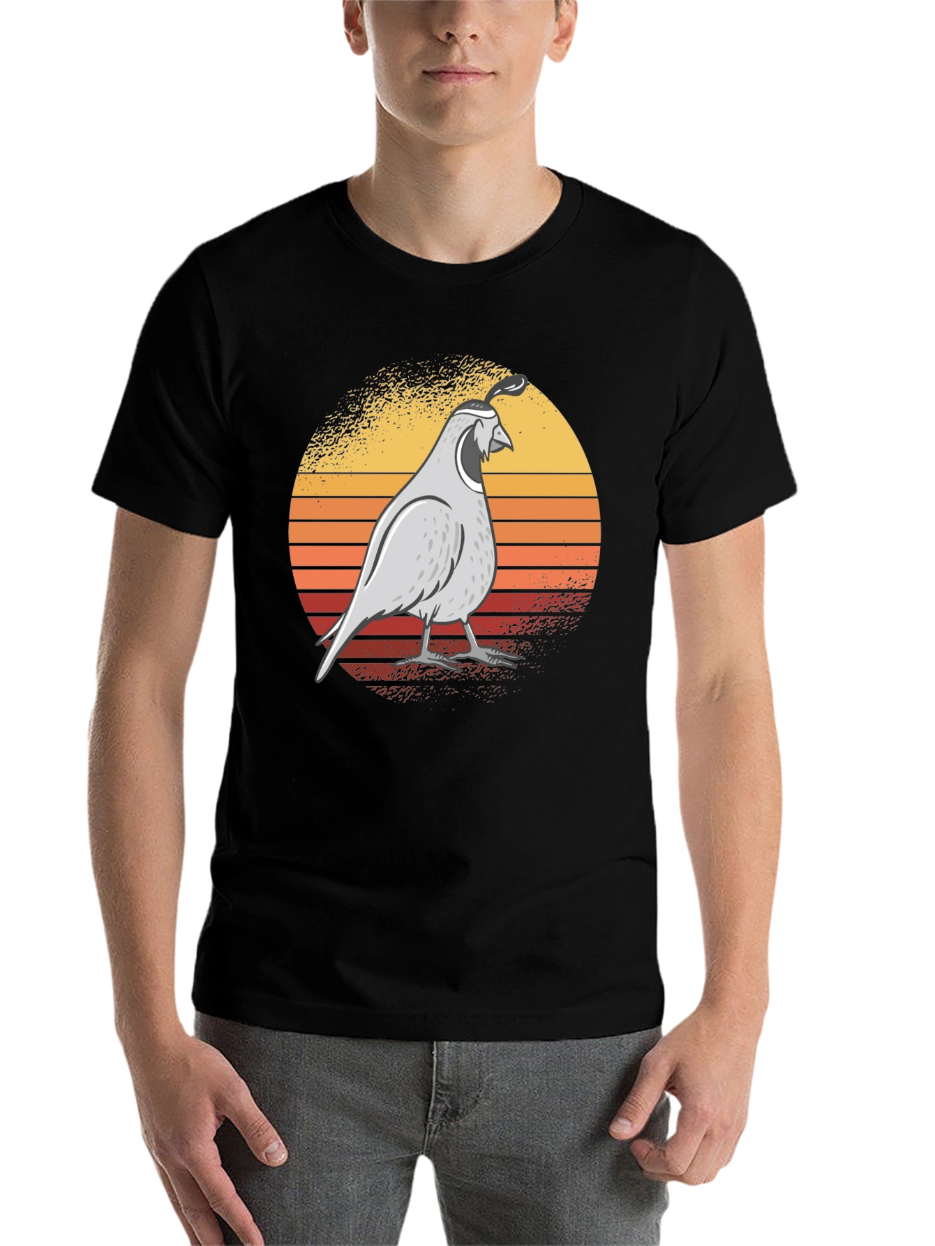 Quail Sunset Graphic Tee - Retro Style