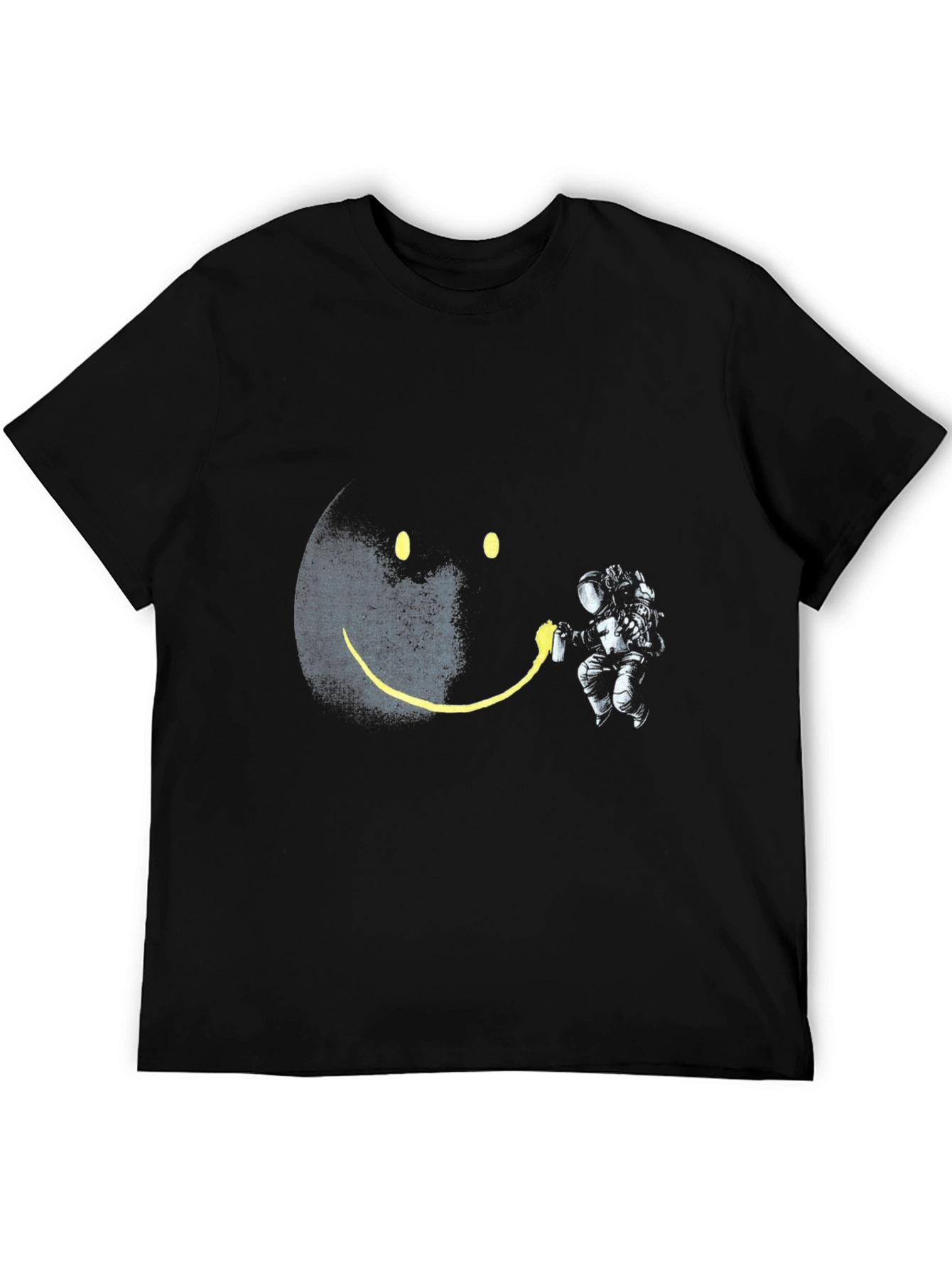 Astronaut Smiley Face Black T-Shirt