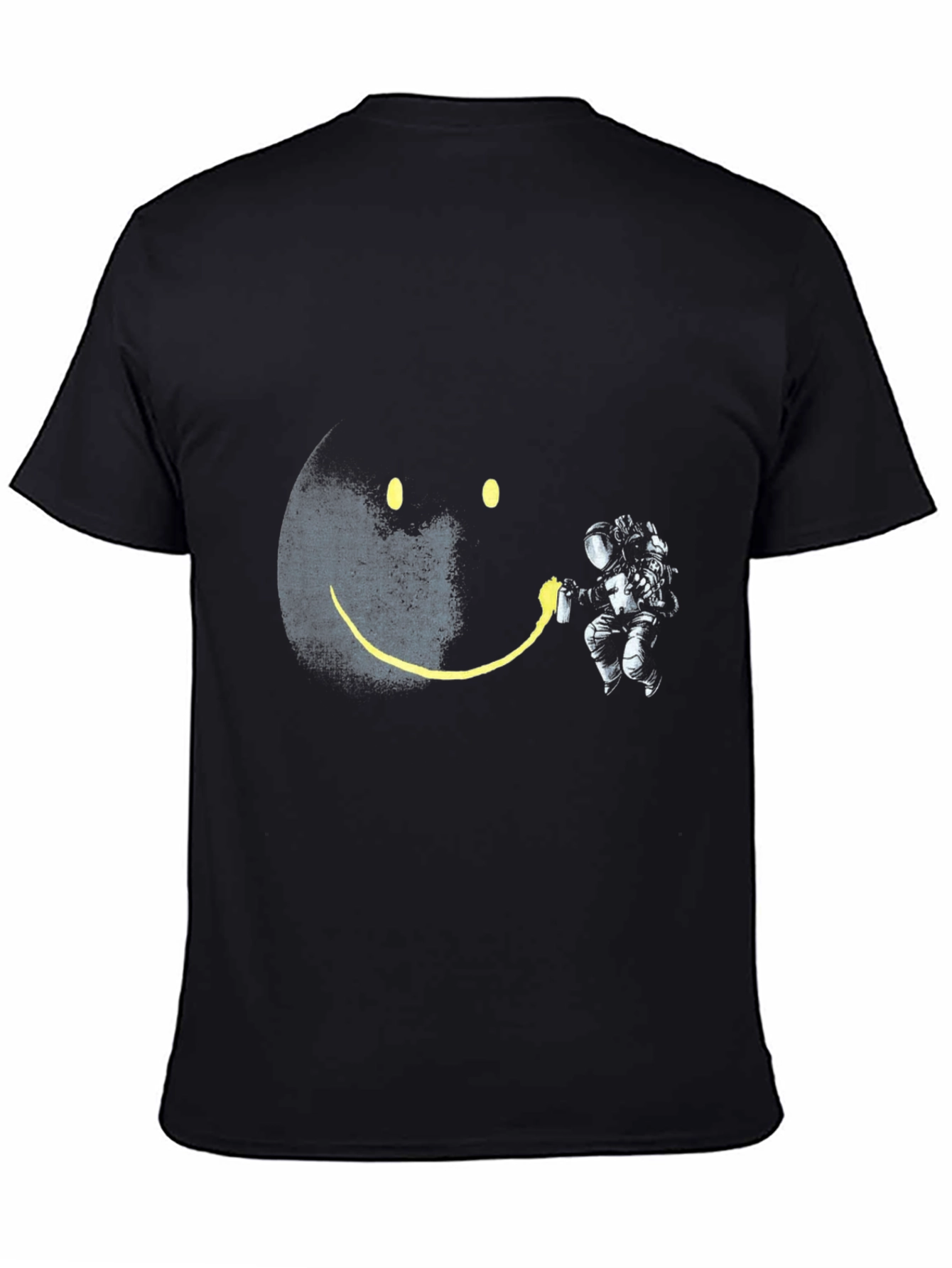 Astronaut Smiley Face Black T-Shirt