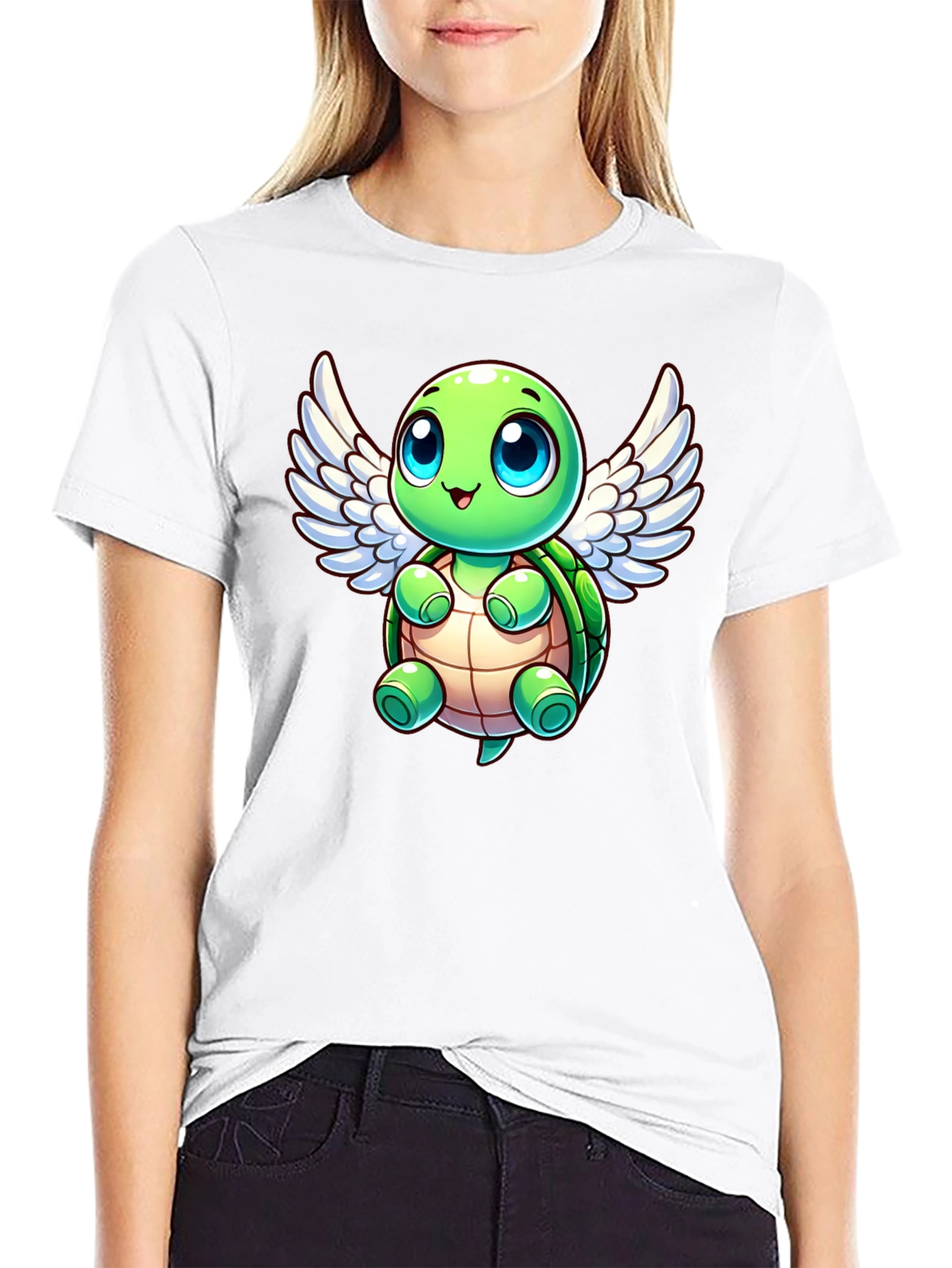 Cute Turtle Angel Graphic T-Shirt