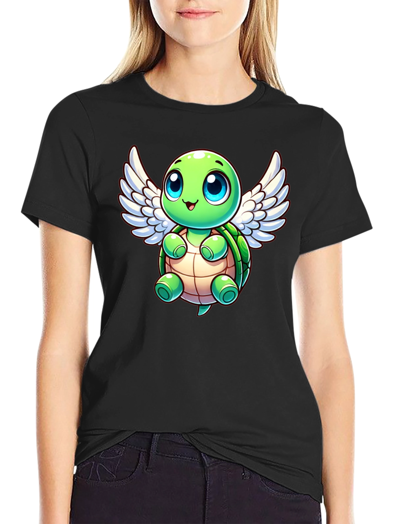 Cute Turtle Angel Graphic T-Shirt