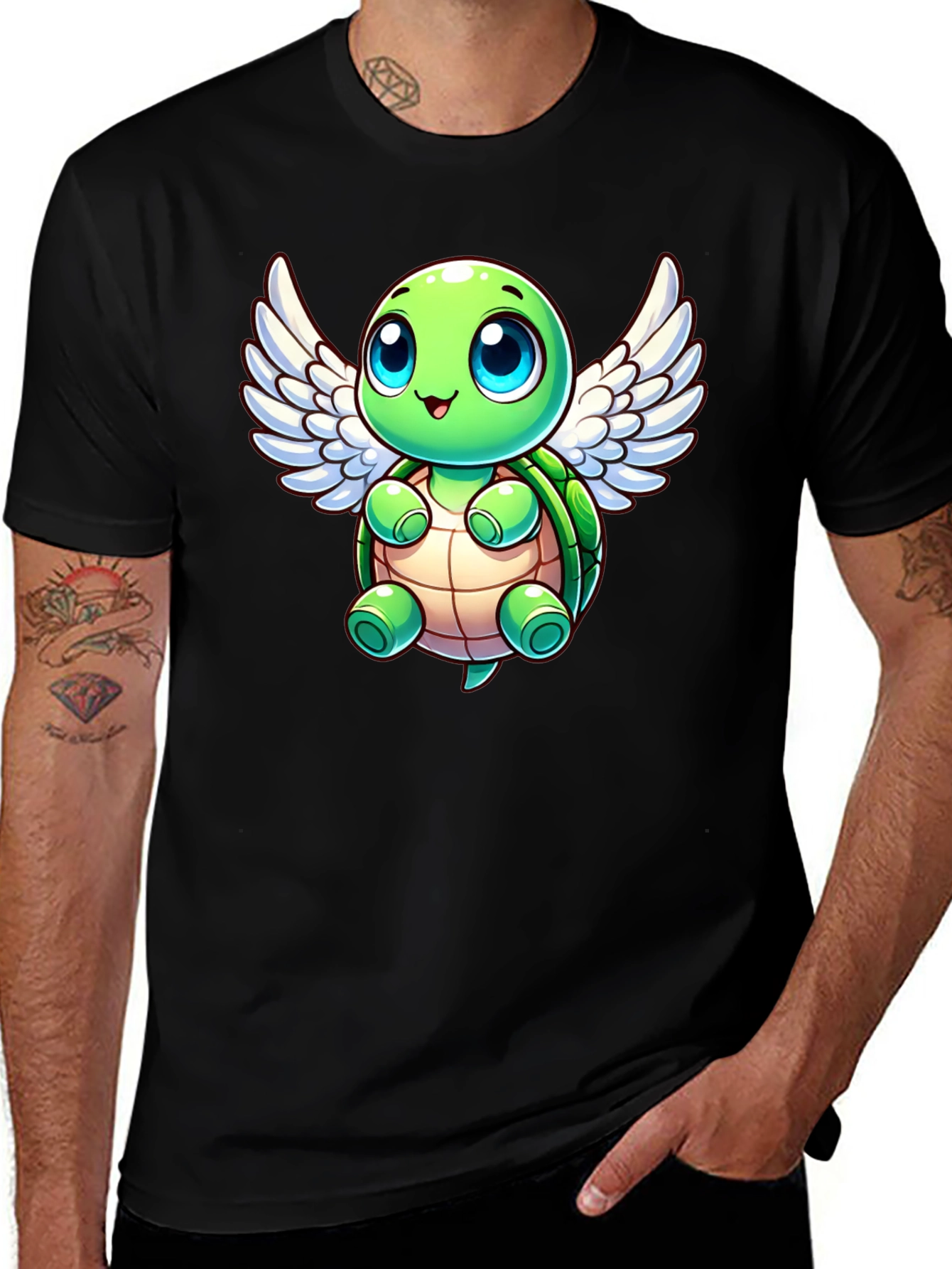 Cute Turtle Angel Graphic T-Shirt