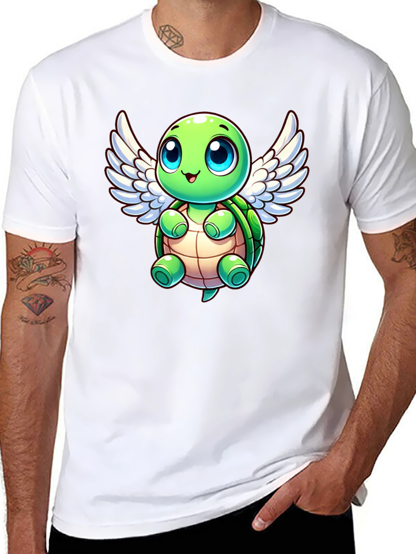Cute Turtle Angel Graphic T-Shirt