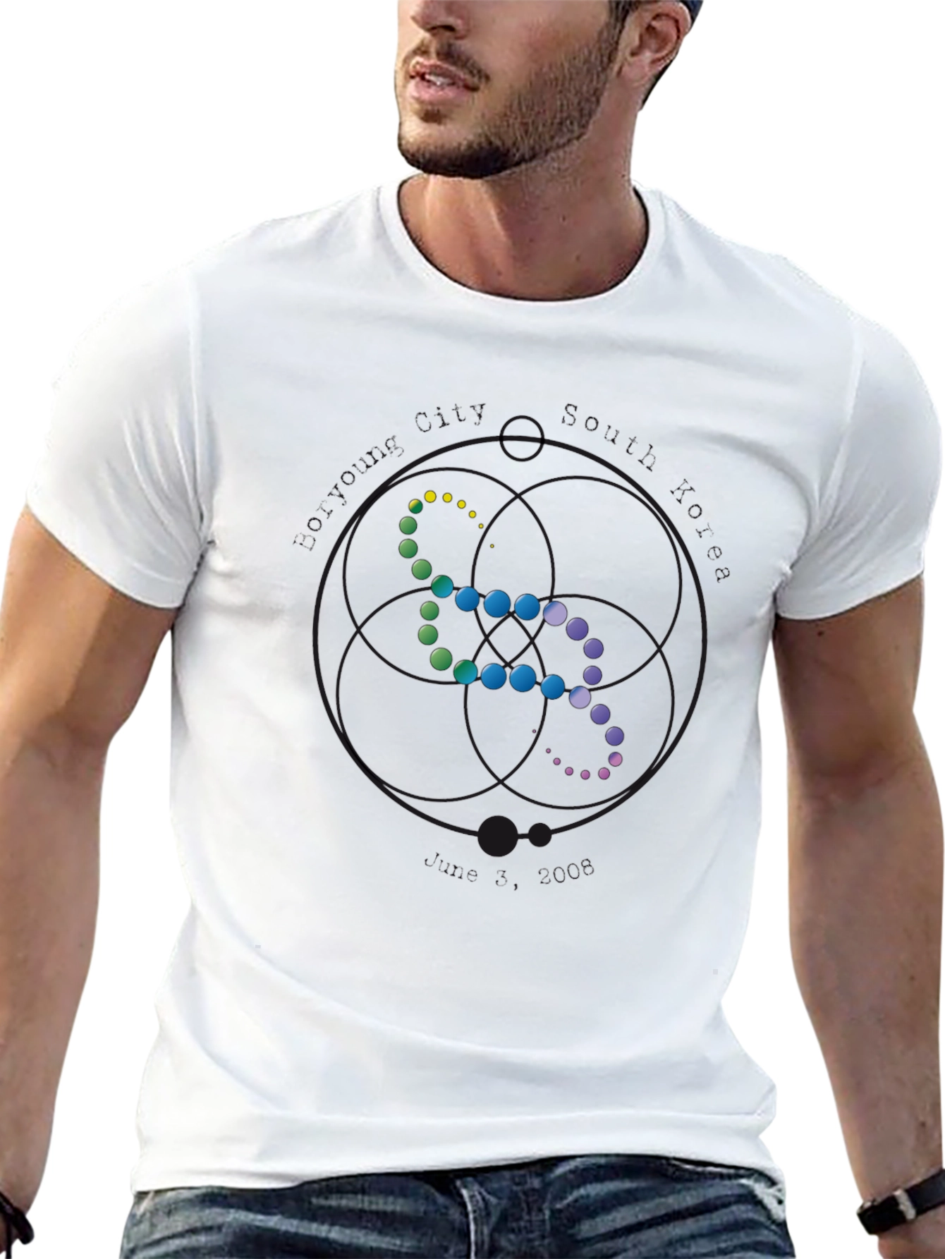 Modern DNA Strand Graphic Tee - Black