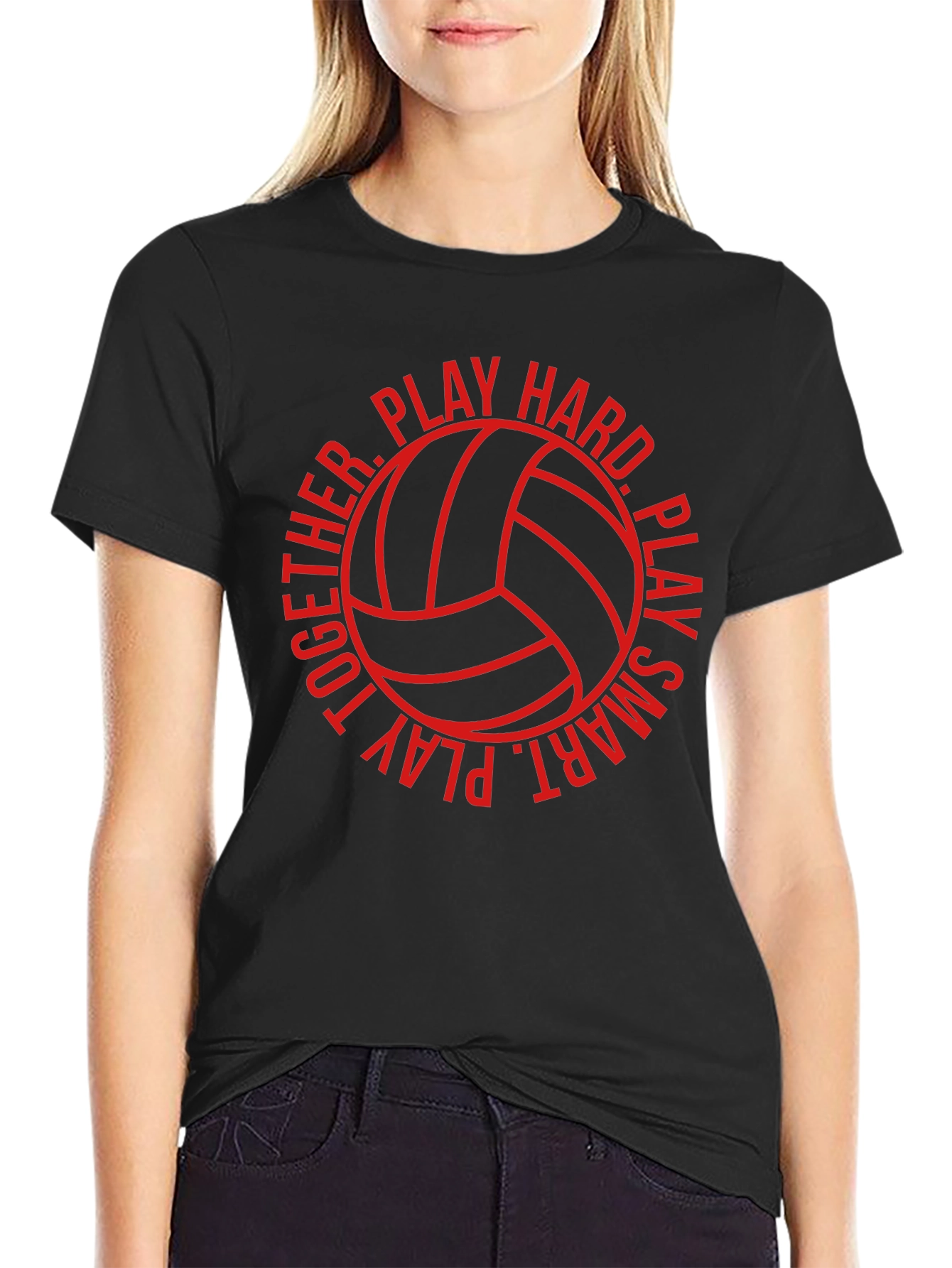 Volleyball T-Shirt - Play Hard Play Smart - Black