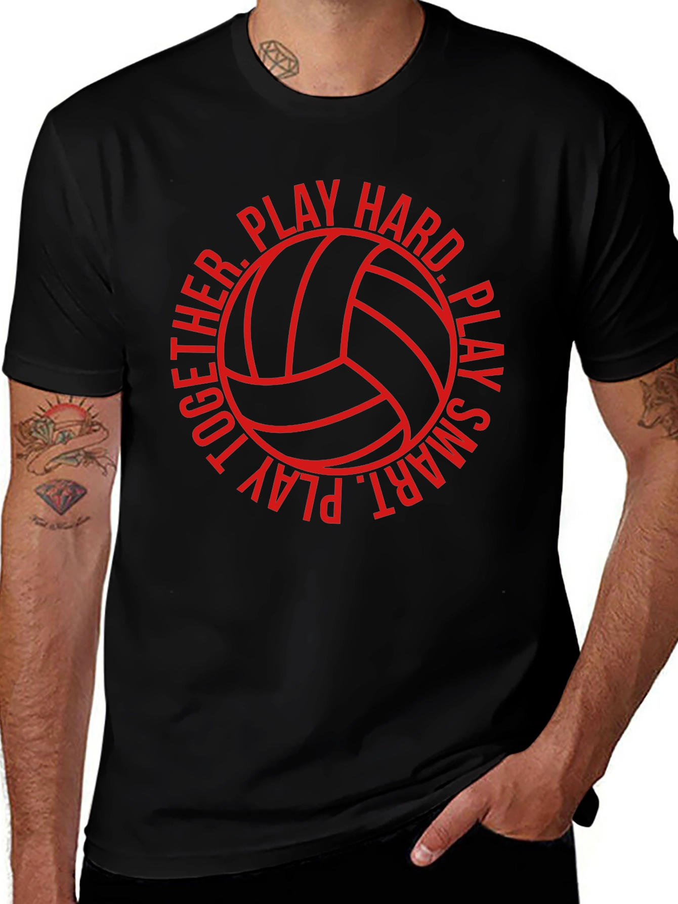 Volleyball T-Shirt - Play Hard Play Smart - Black