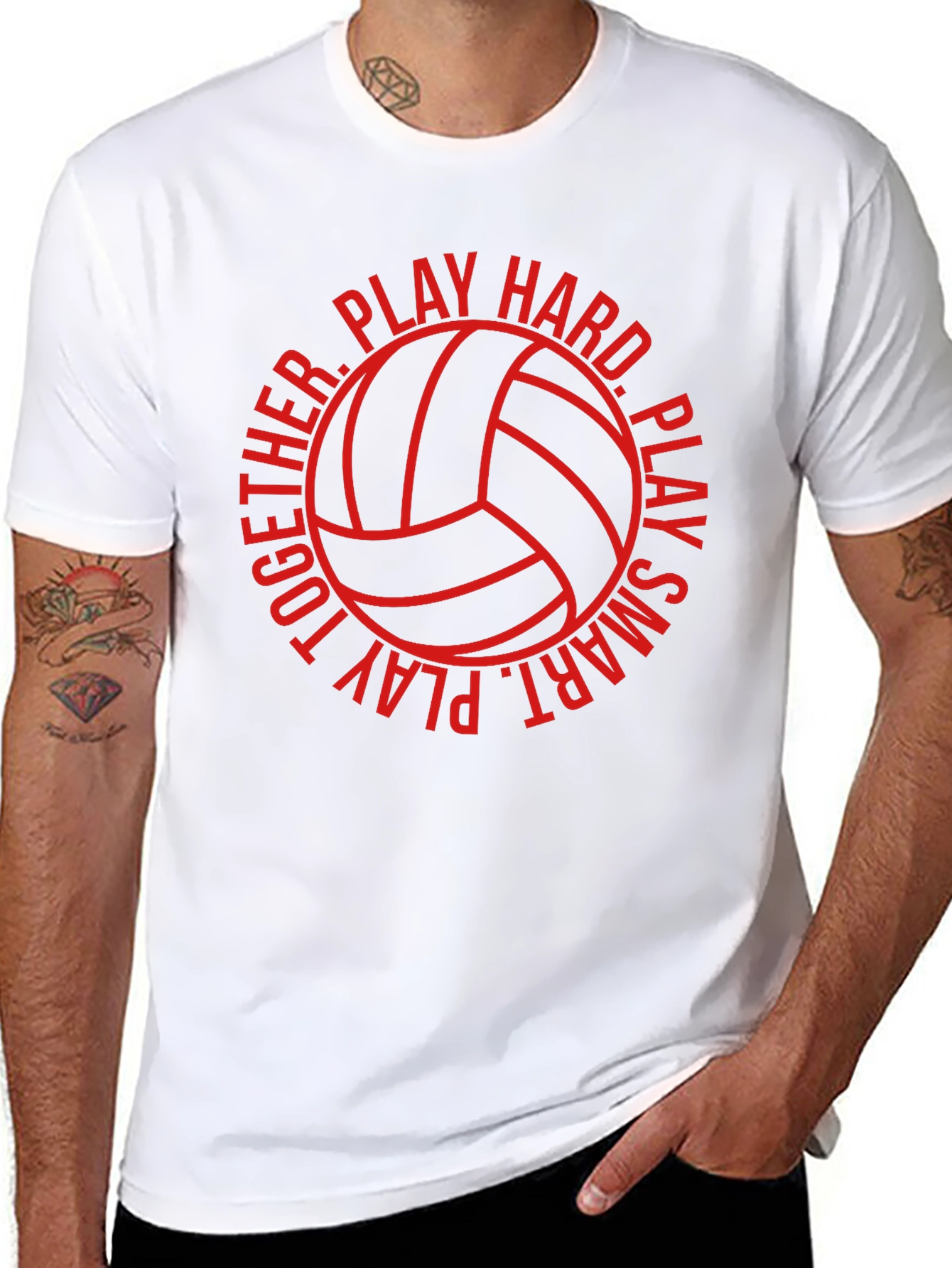 Volleyball T-Shirt - Play Hard Play Smart - Black