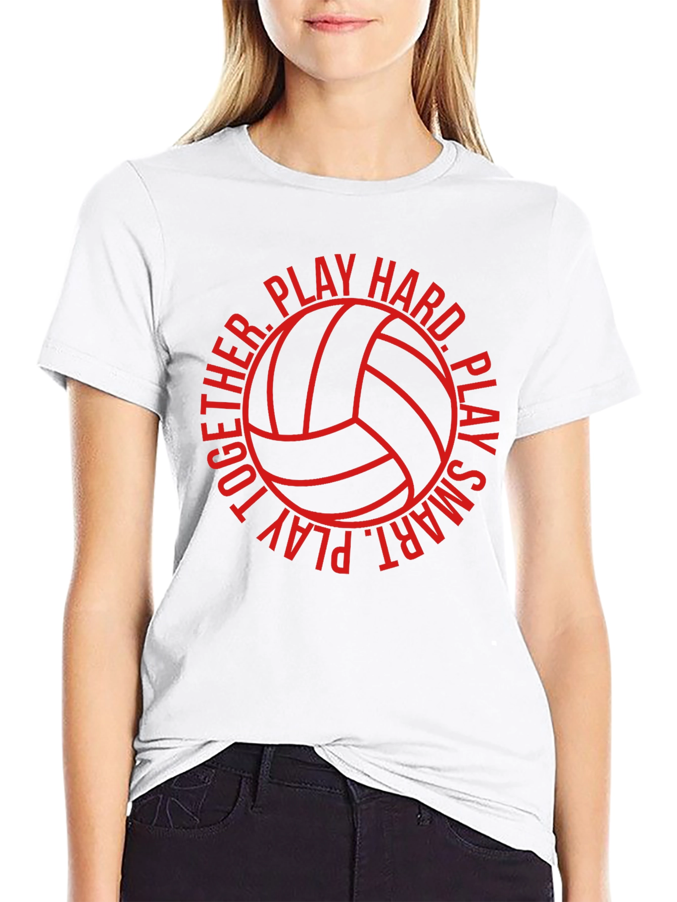 Volleyball T-Shirt - Play Hard Play Smart - Black