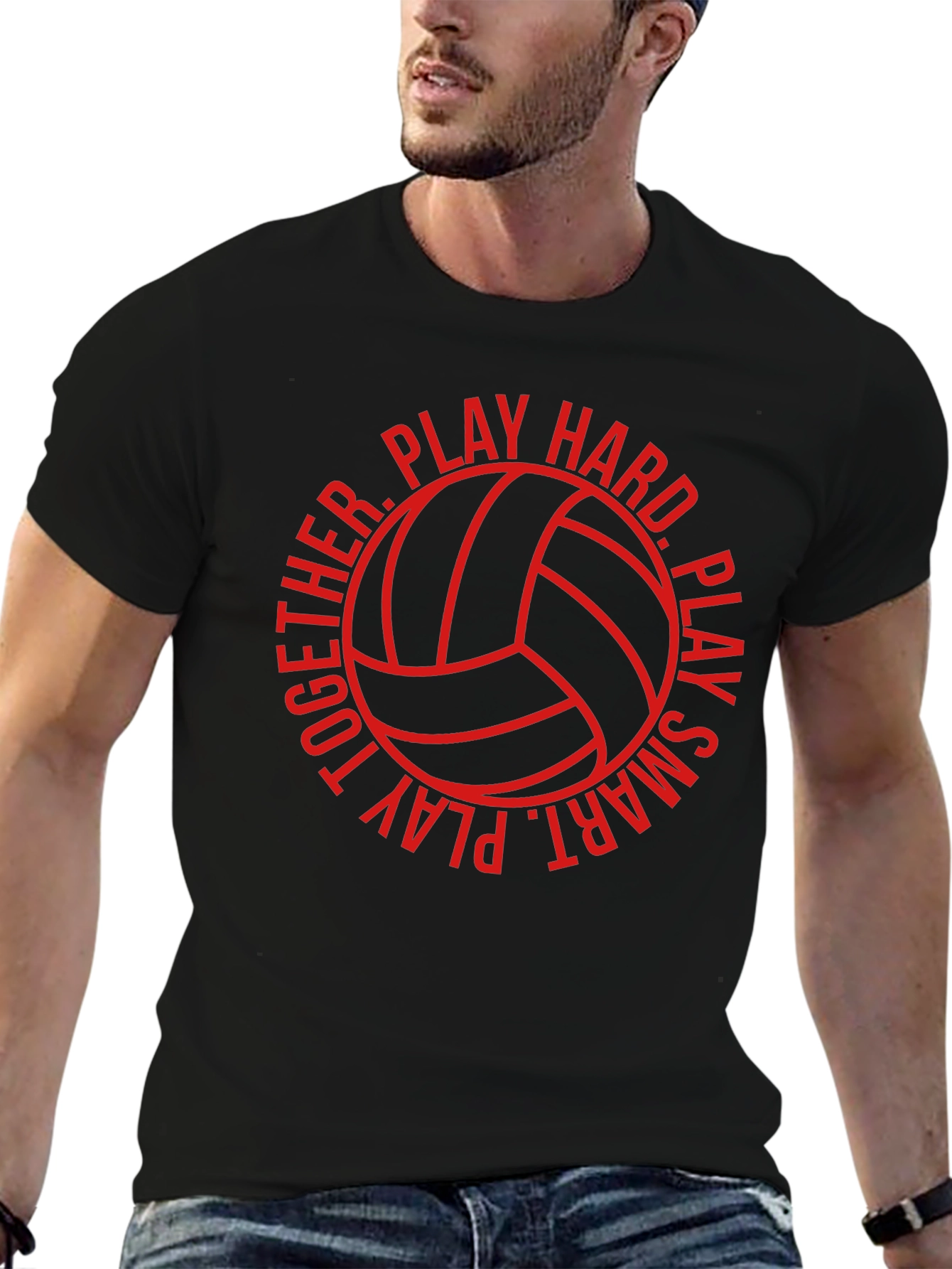 Volleyball T-Shirt - Play Hard Play Smart - Black