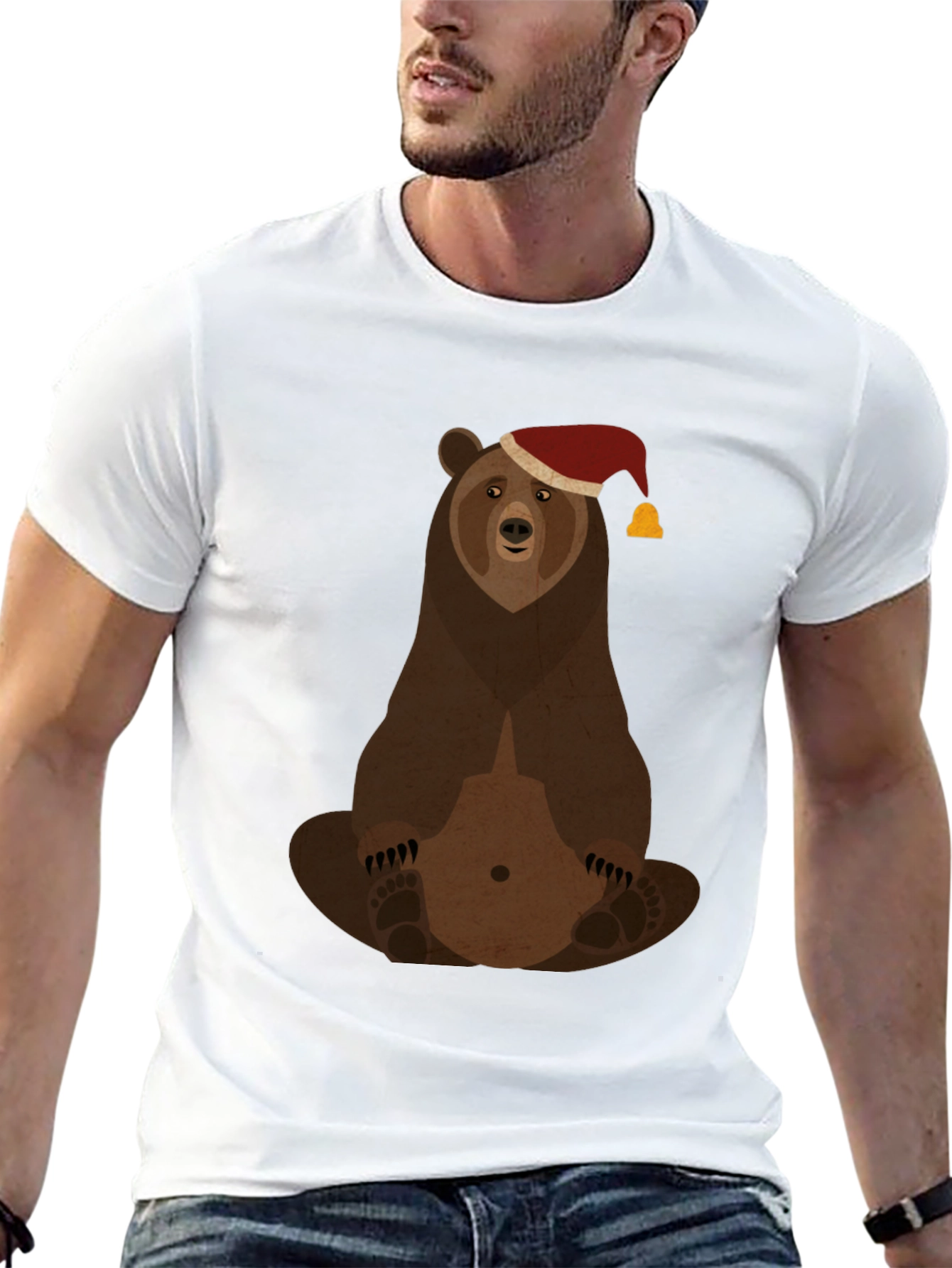 Bear with Santa Hat Graphic Tee