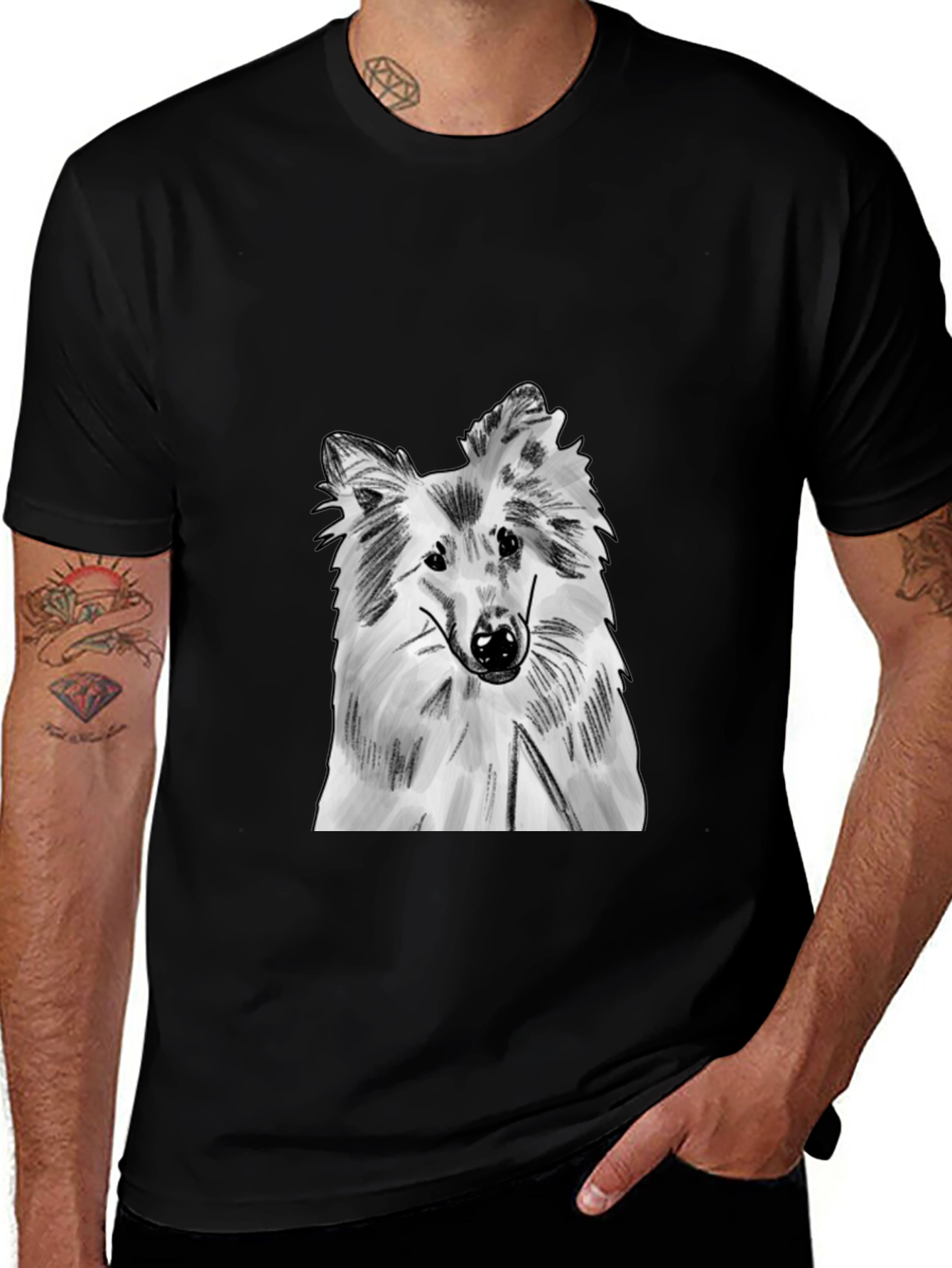 Sheltie Dog Black T-Shirt