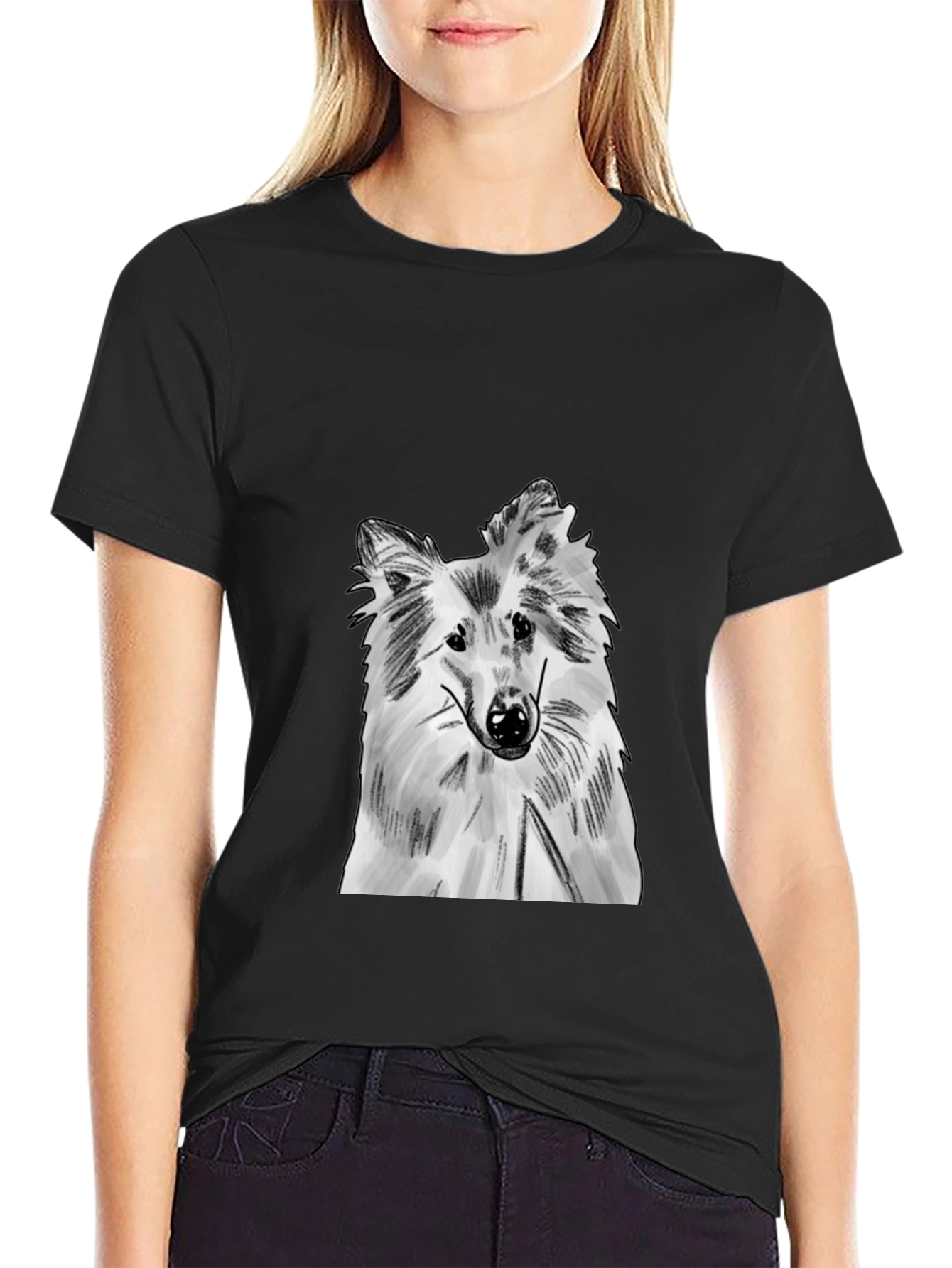 Sheltie Dog Black T-Shirt