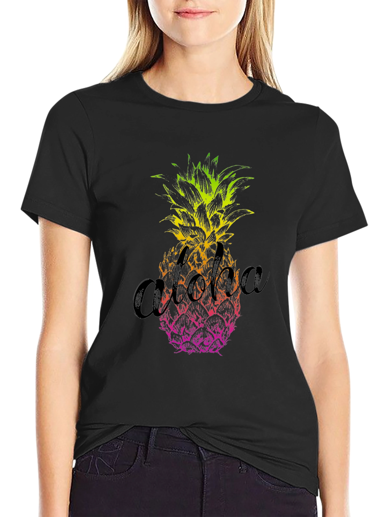Aloha Pineapple Graphic Tee - Mens Black T-Shirt