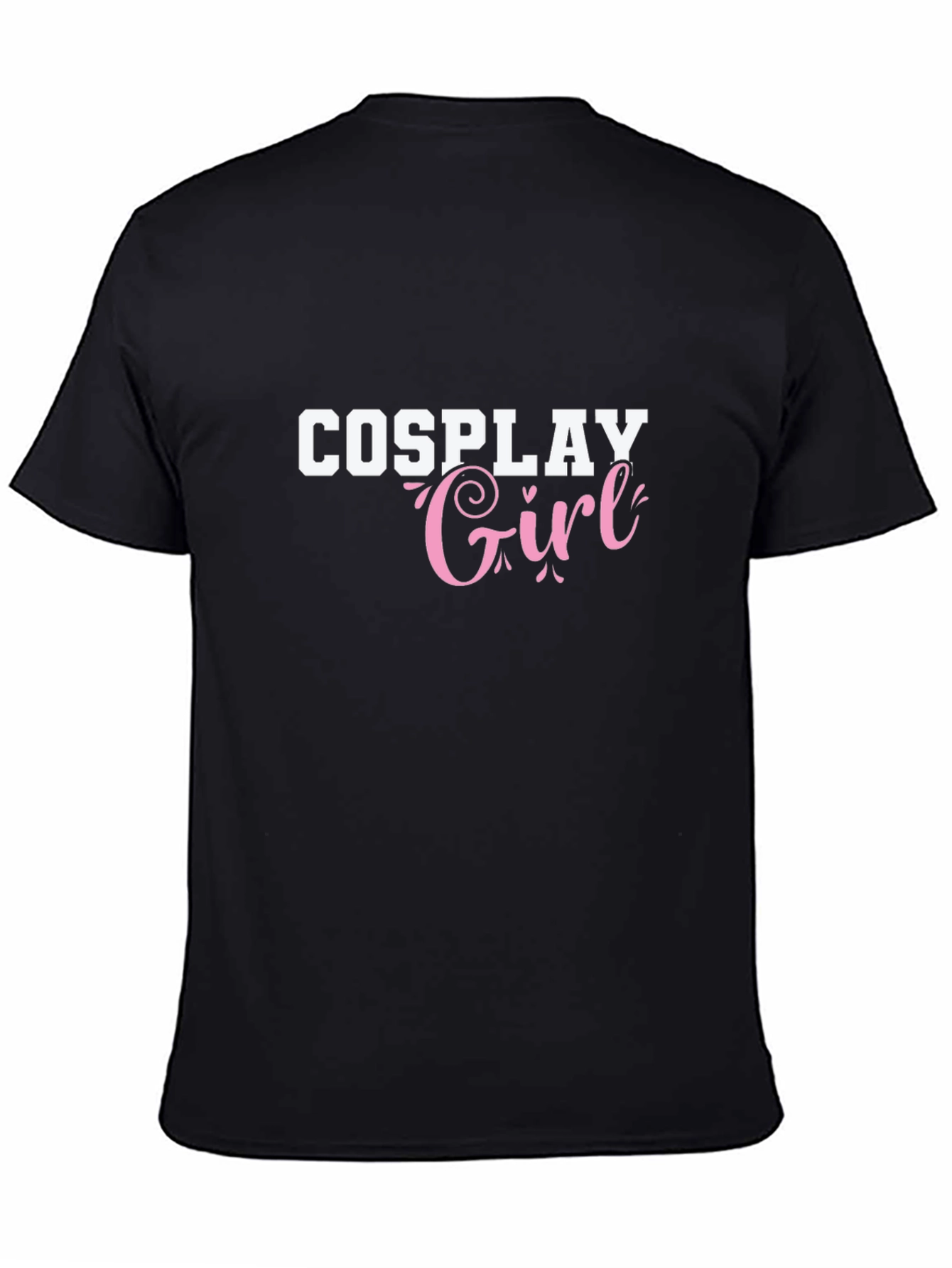 Cosplay Girl Graphic Tee - Black Cotton T-Shirt