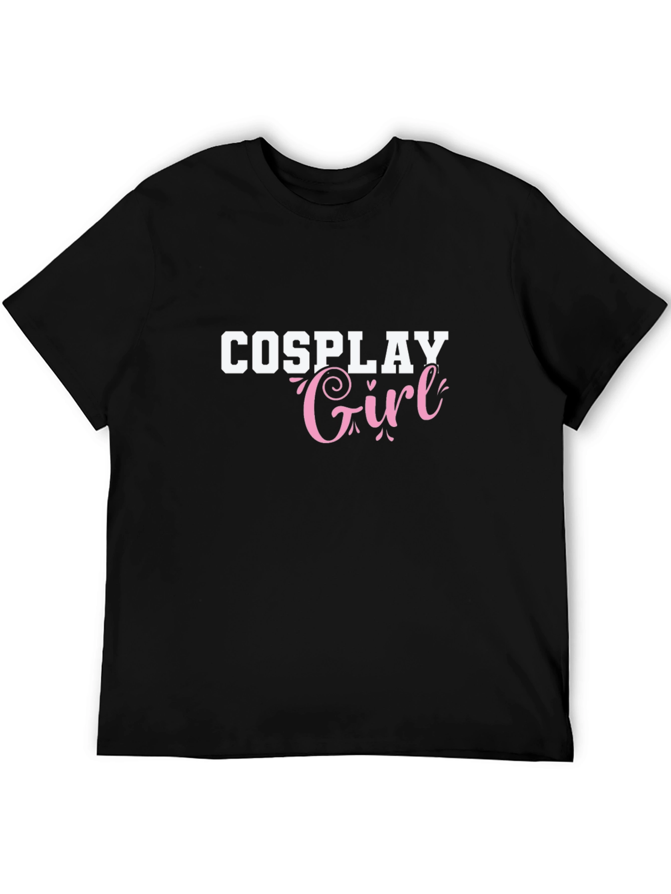 Cosplay Girl Graphic Tee - Black Cotton T-Shirt