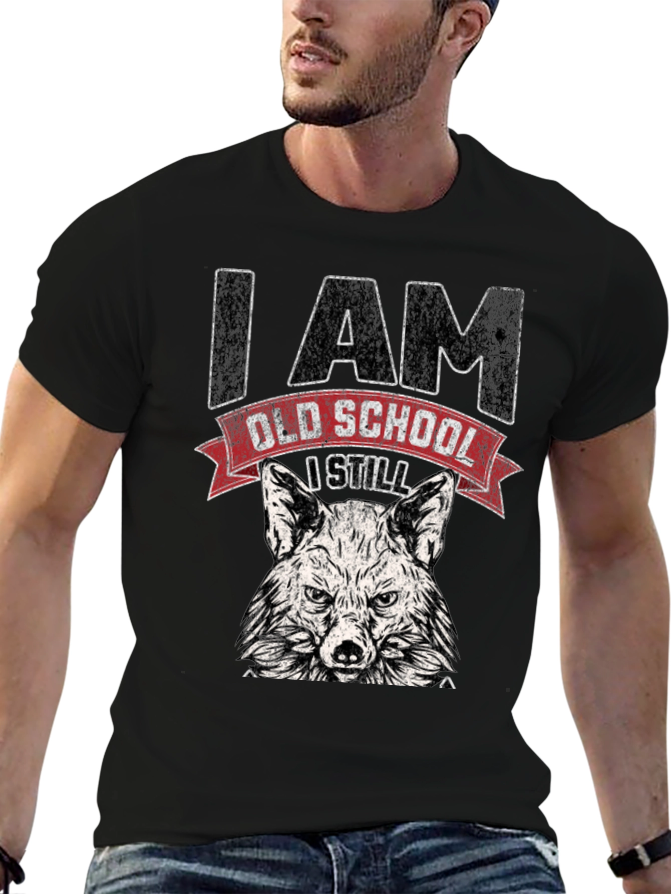 I Am Old School Wolf Graphic Tee