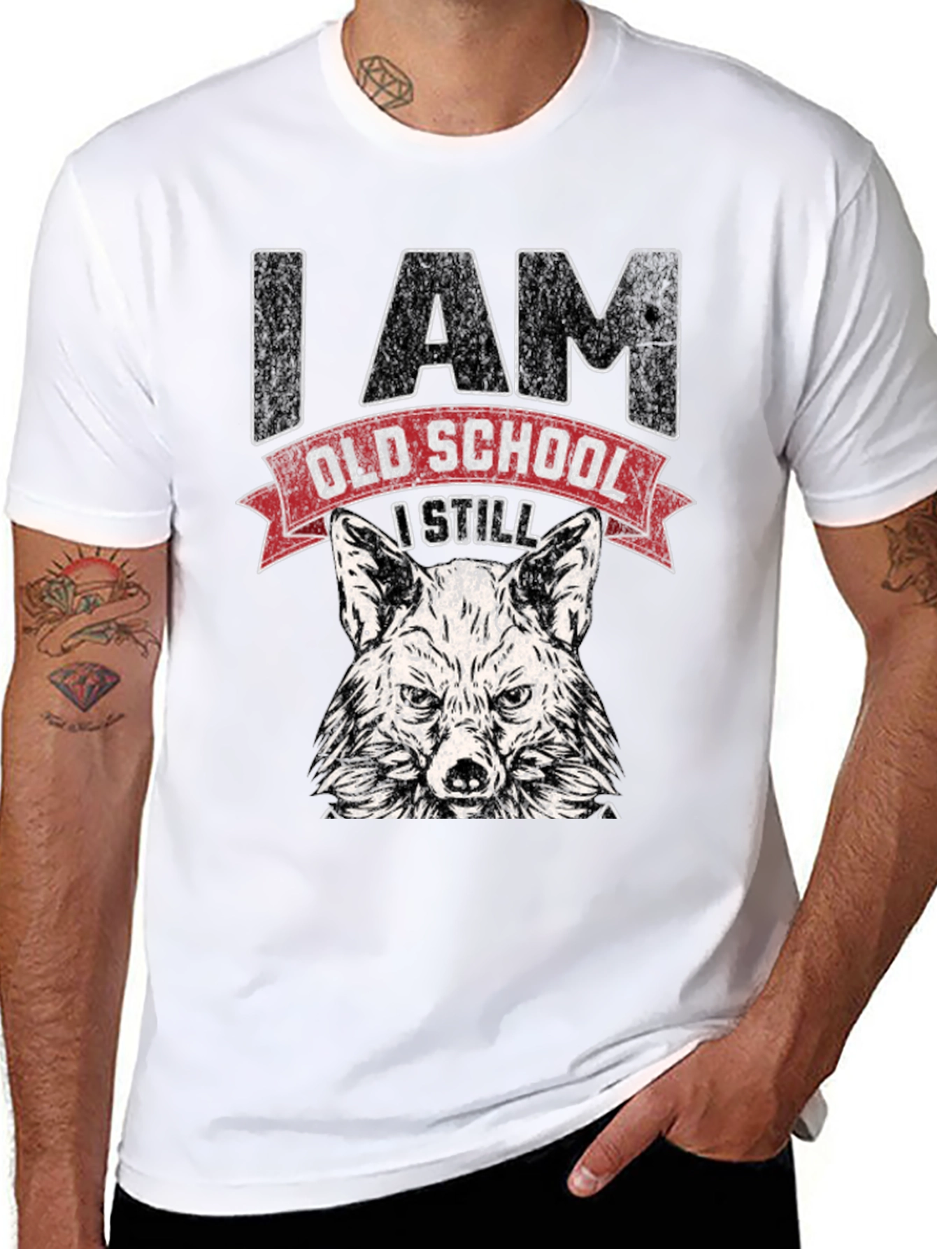 I Am Old School Wolf Graphic Tee