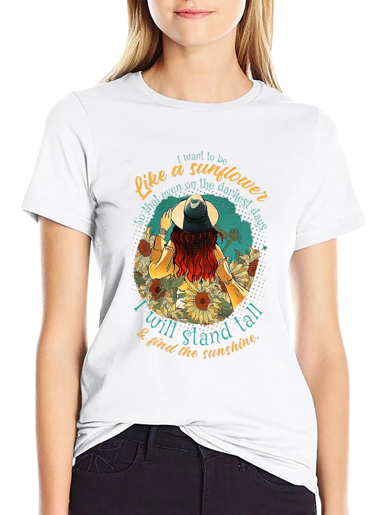 Sunflower Inspirational Graphic Tee - Stand Tall T-Shirt