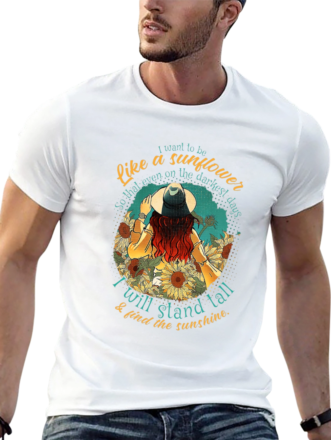 Sunflower Inspirational Graphic Tee - Stand Tall T-Shirt