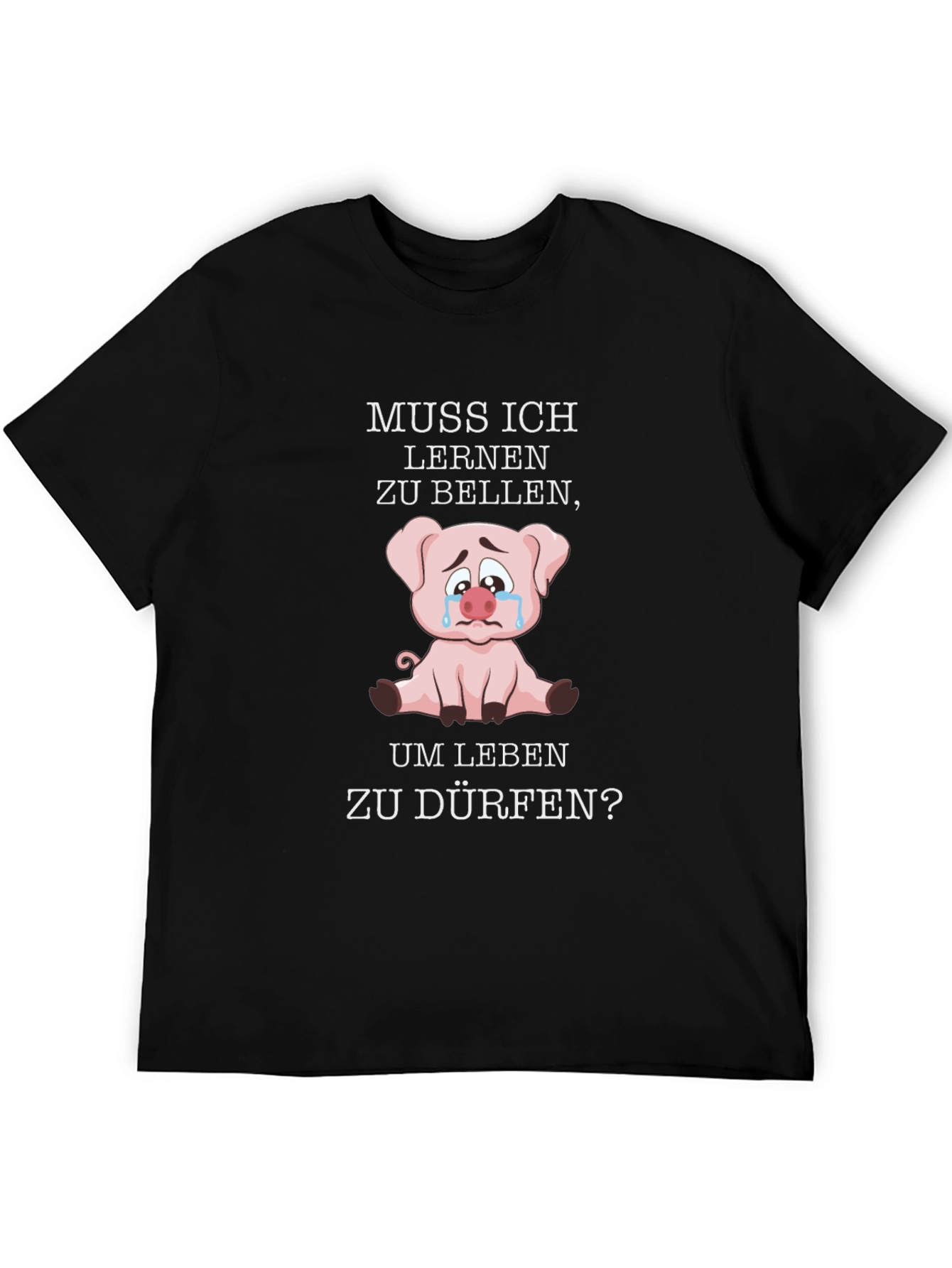 Muss Ich Lernen Pig Graphic Black T-Shirt