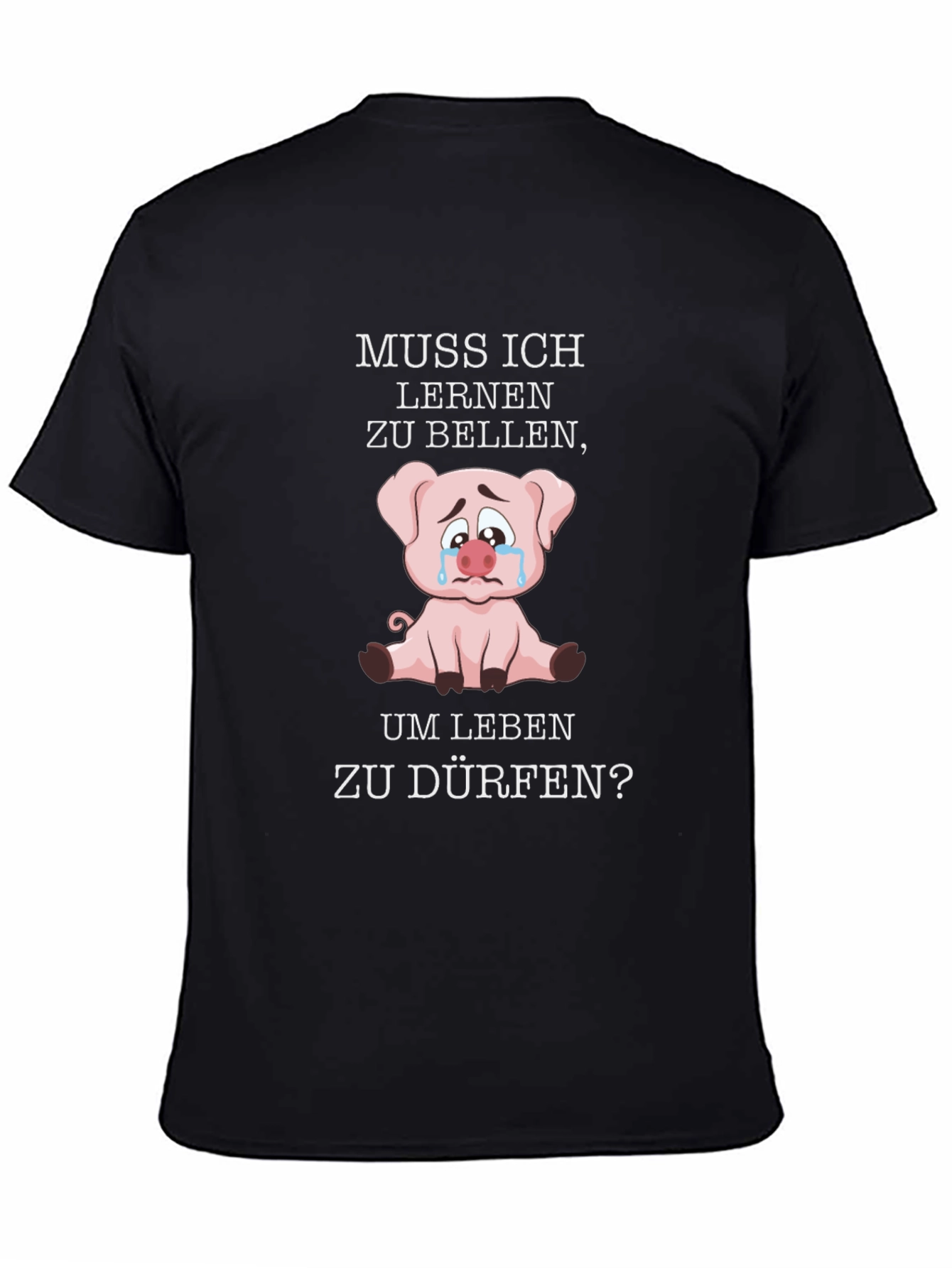 Muss Ich Lernen Pig Graphic Black T-Shirt