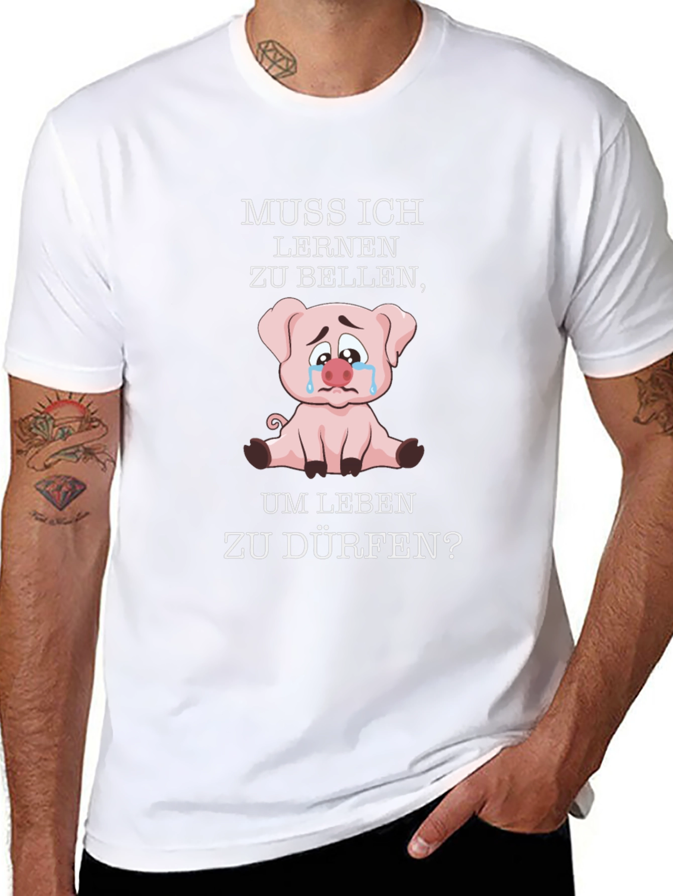 Muss Ich Lernen Pig Graphic Black T-Shirt