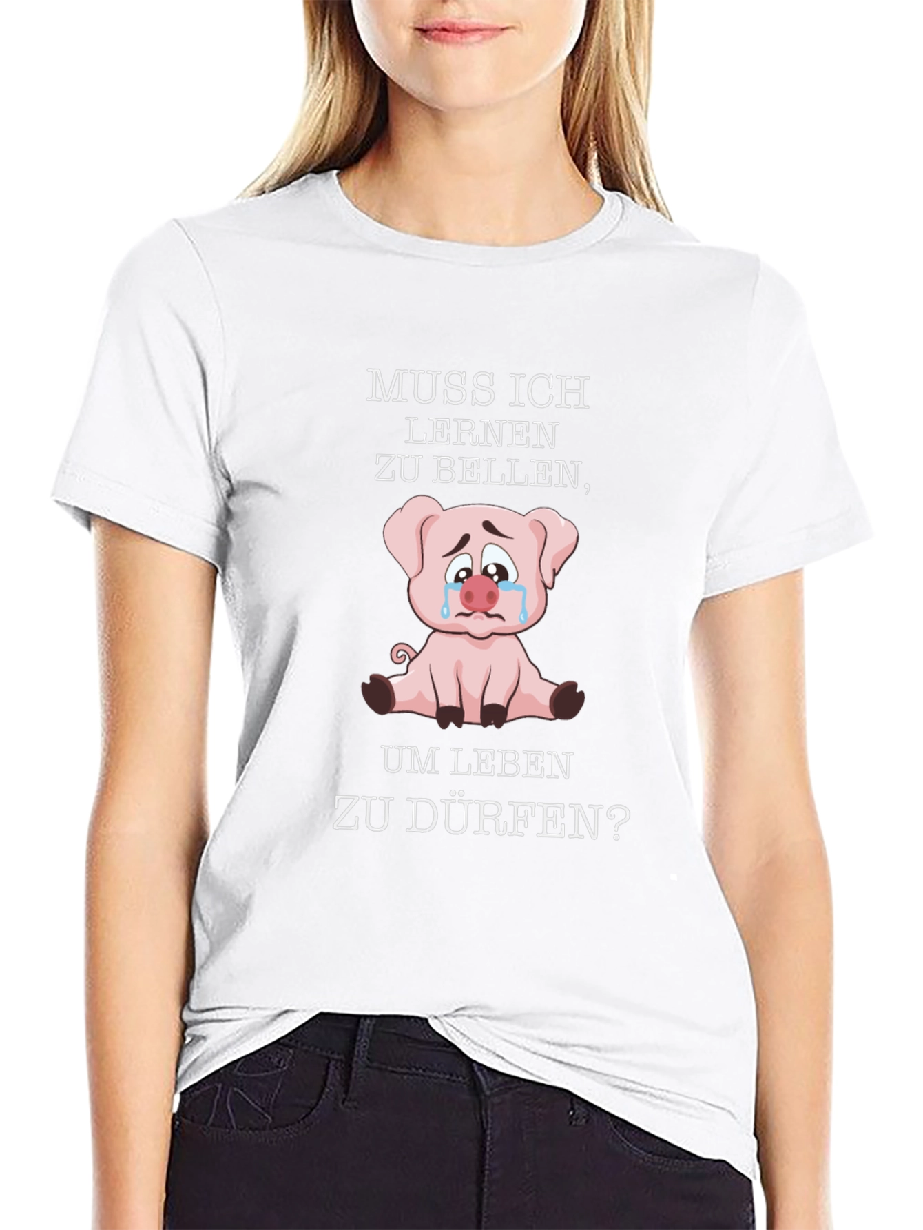 Muss Ich Lernen Pig Graphic Black T-Shirt