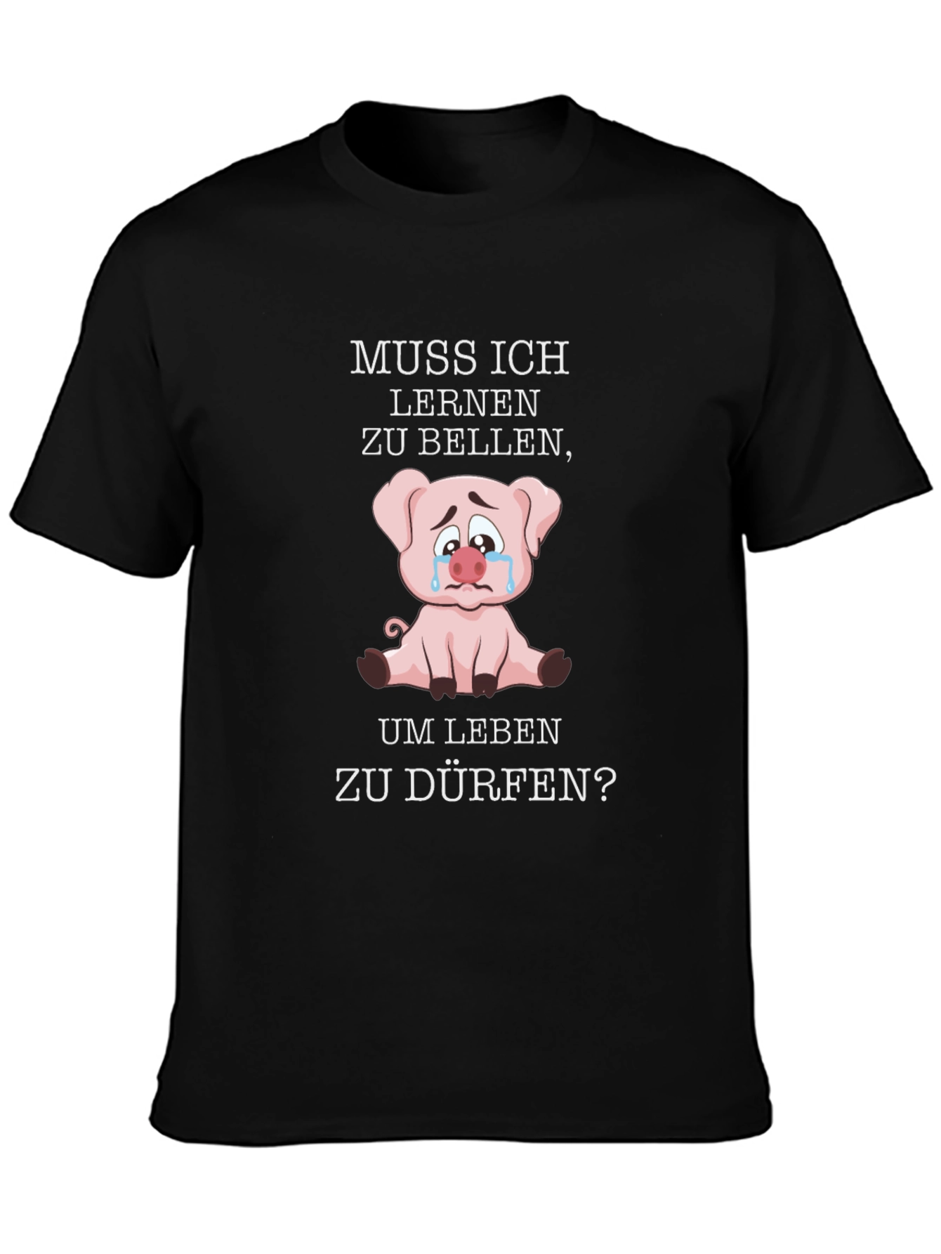 Muss Ich Lernen Pig Graphic Black T-Shirt