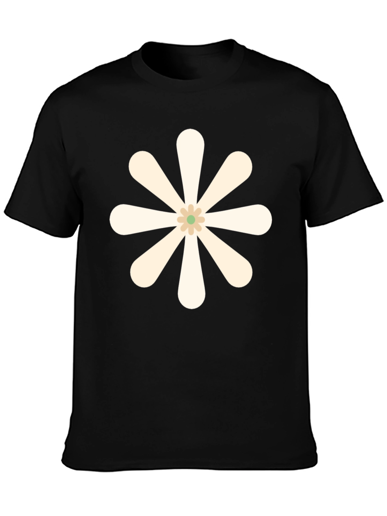 Retro Flower Graphic Black T-Shirt