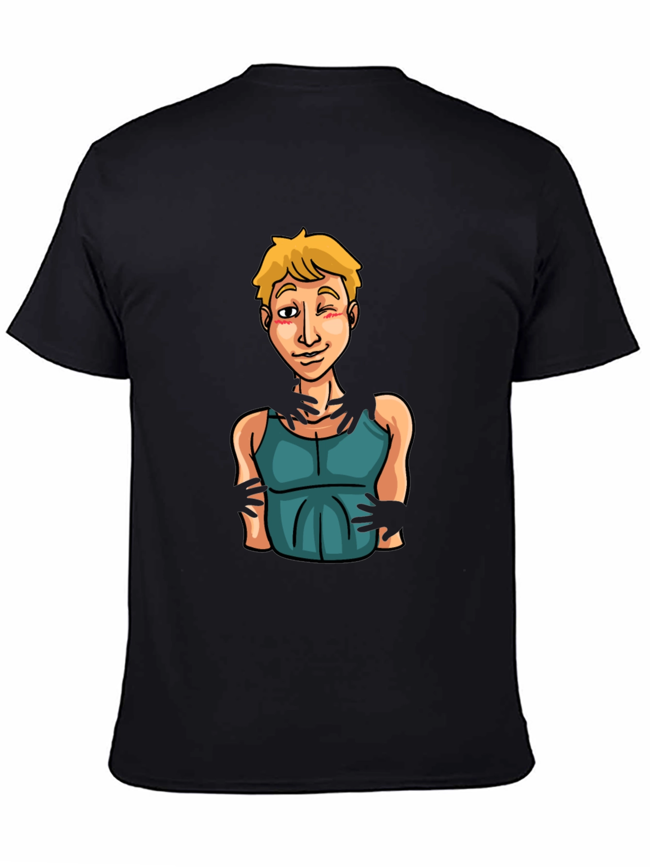 Cartoon Graphic Print Black T-Shirt