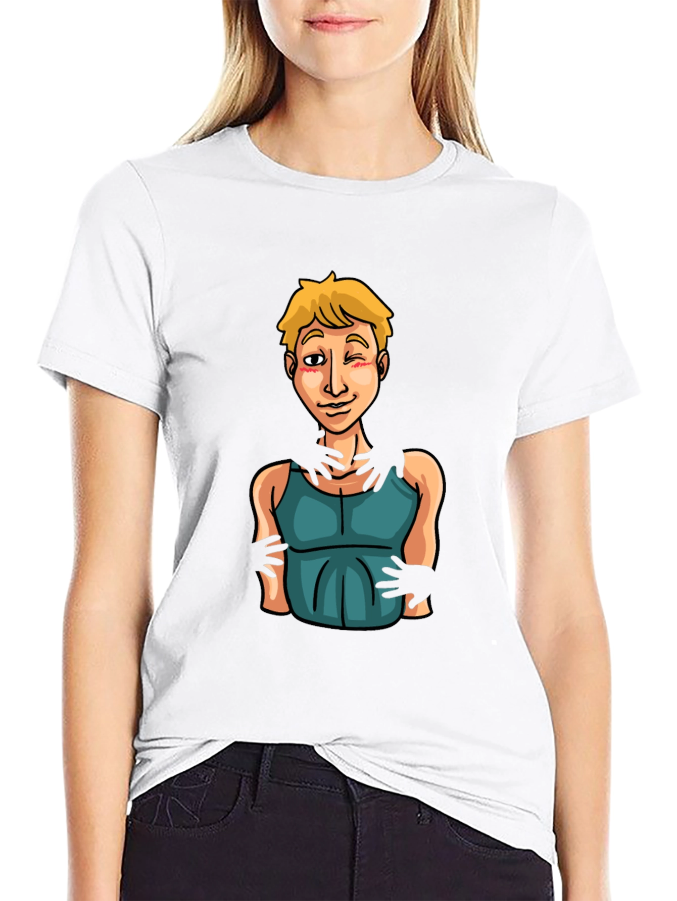 Cartoon Graphic Print Black T-Shirt