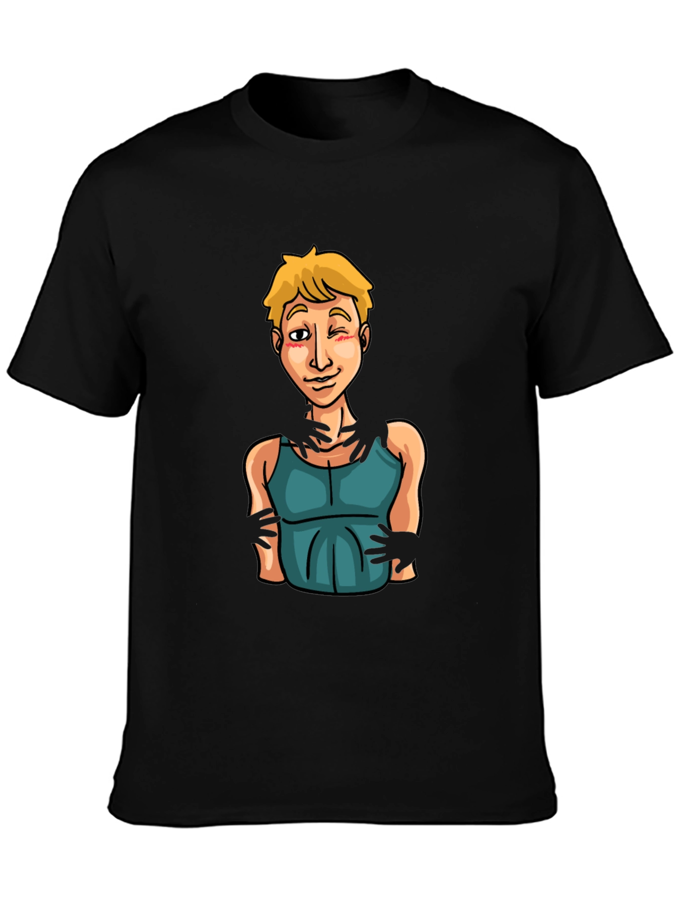 Cartoon Graphic Print Black T-Shirt