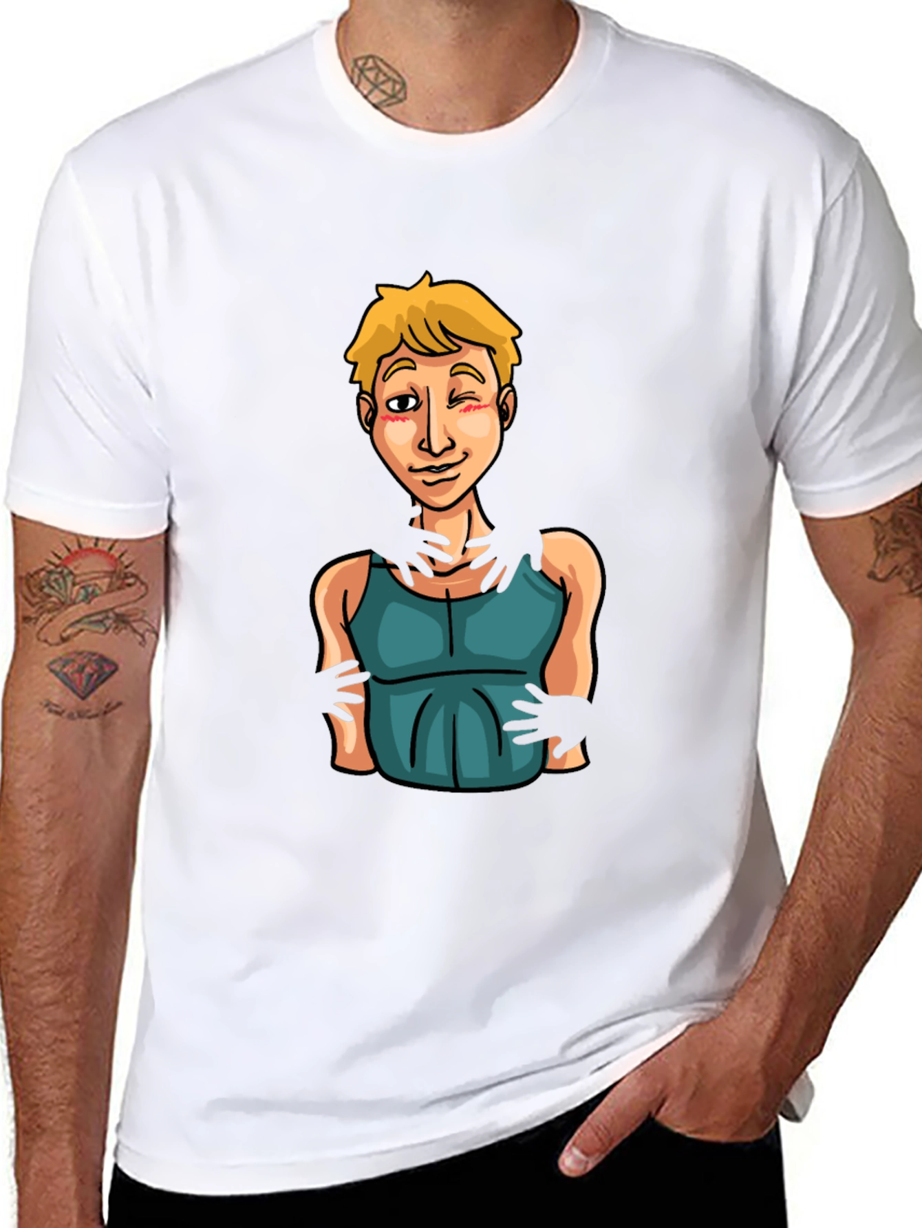 Cartoon Graphic Print Black T-Shirt