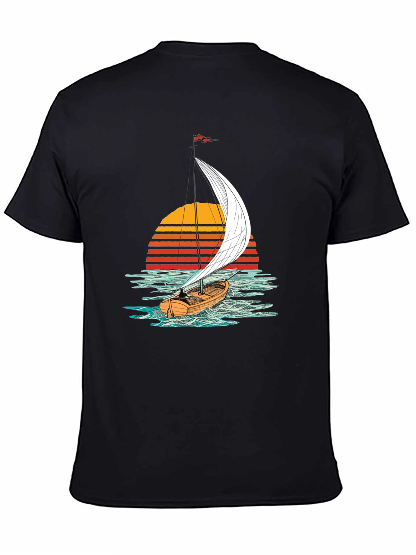 Sailboat Sunset Graphic Tee - Black T-Shirt
