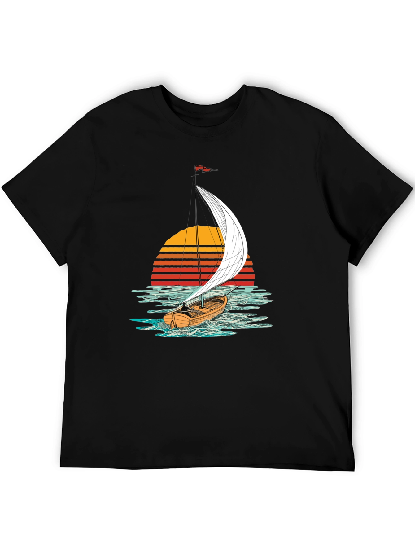 Sailboat Sunset Graphic Tee - Black T-Shirt