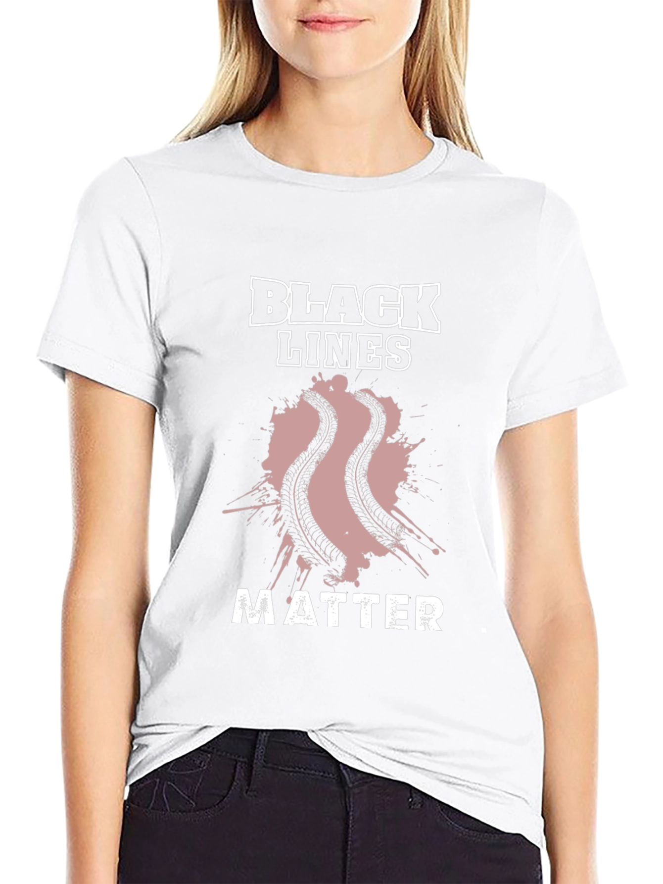 Black Lines Matter Graphic Tee - Mens Black T-Shirt