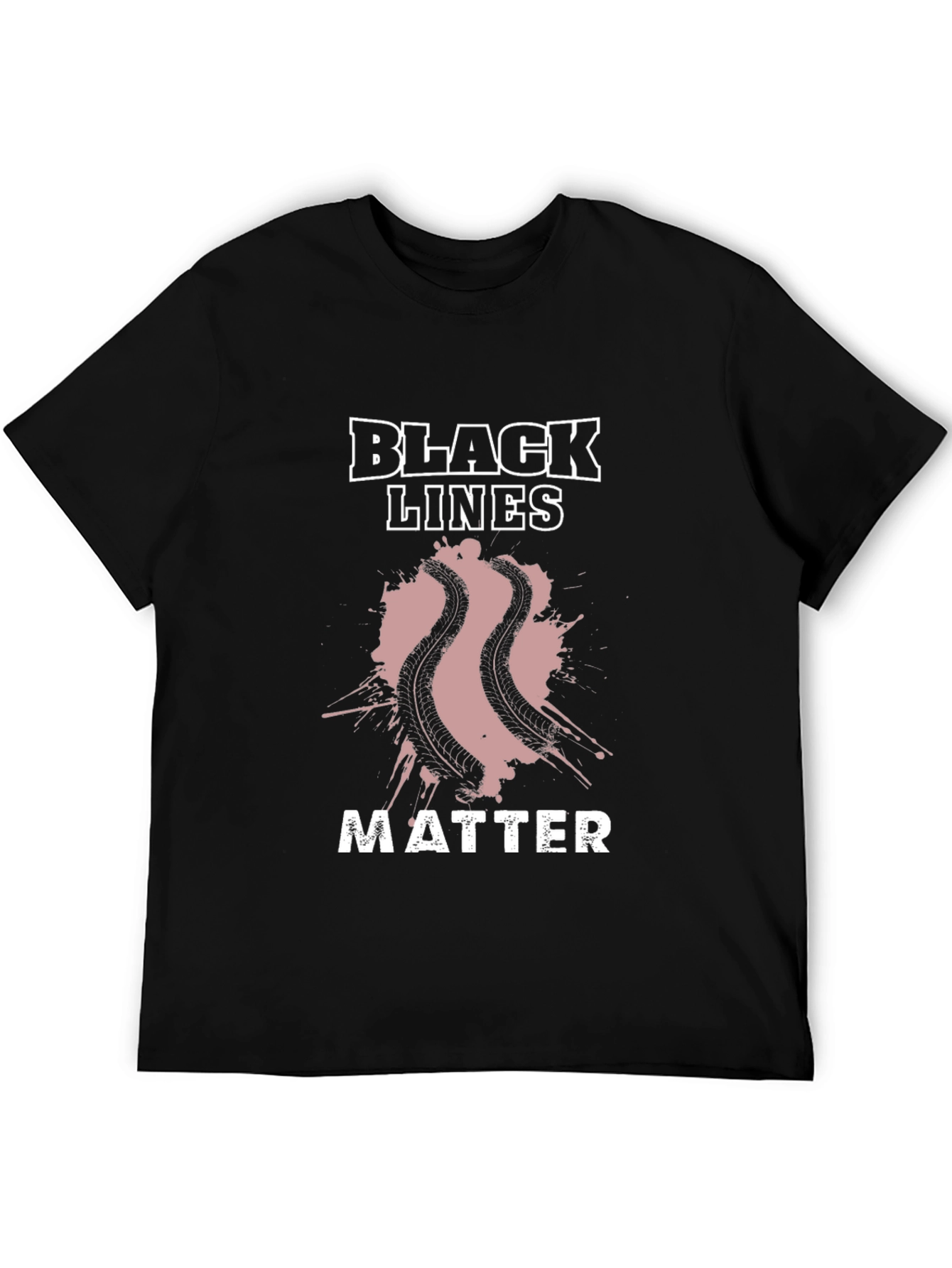 Black Lines Matter Graphic Tee - Mens Black T-Shirt