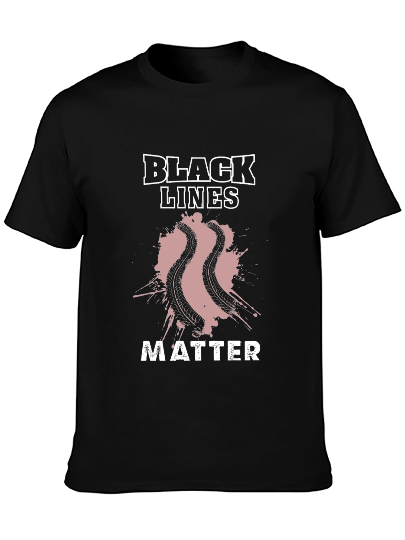 Black Lines Matter Graphic Tee - Mens Black T-Shirt