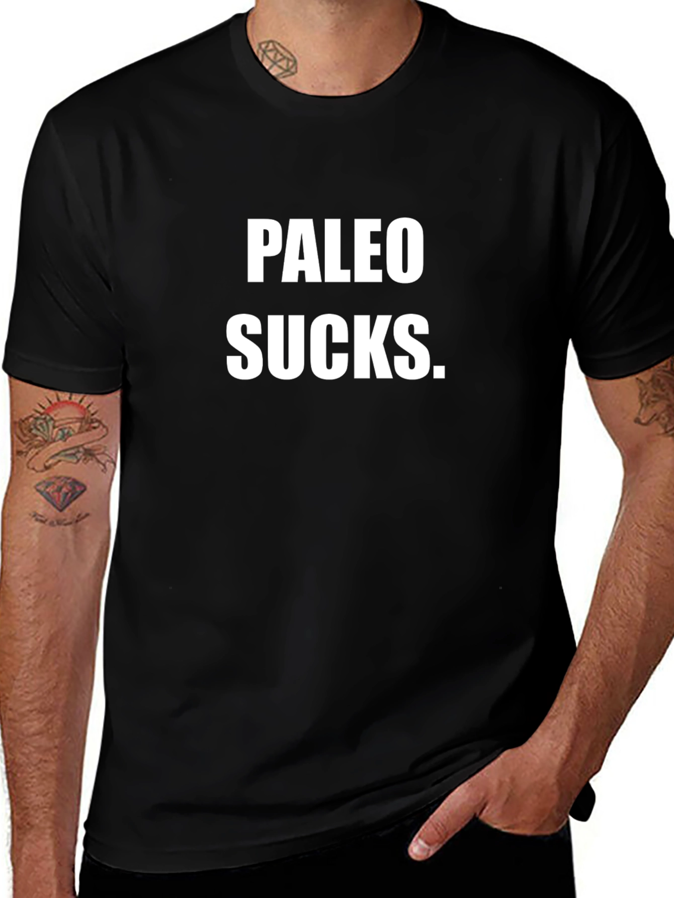 Paleo Sucks T-Shirt - Funny Diet Humor Tee