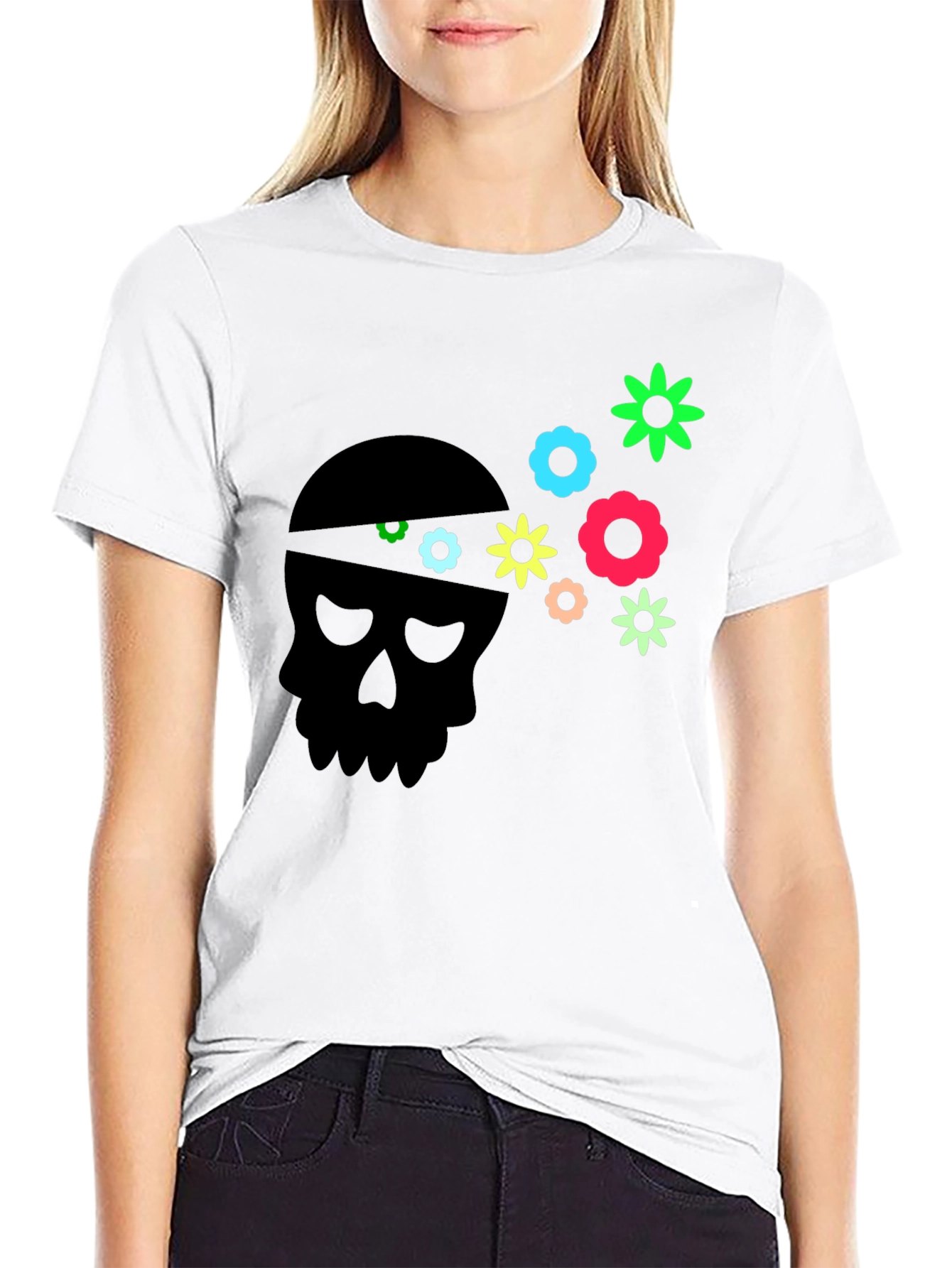 Skull Flower Power Graphic Tee