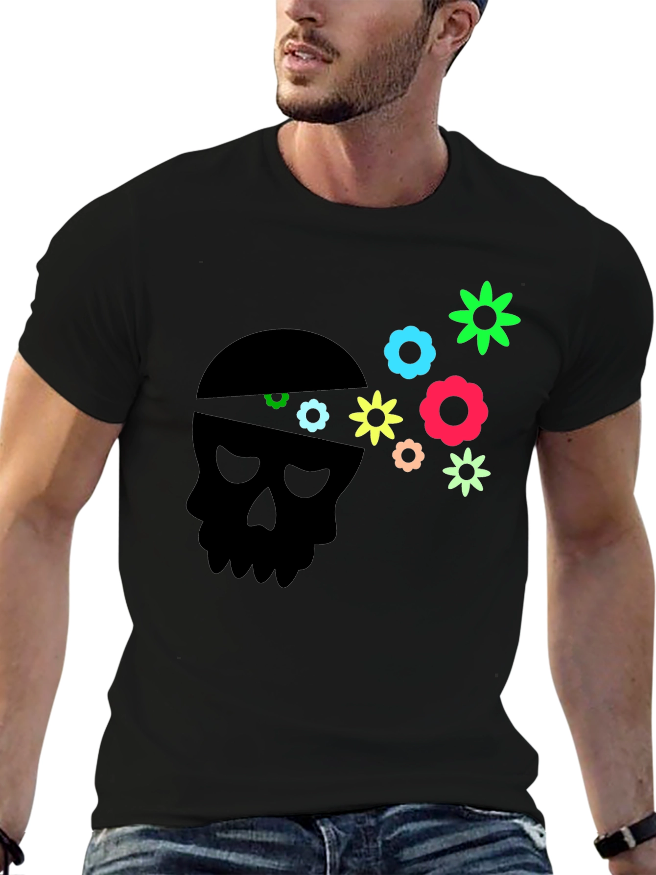 Skull Flower Power Graphic Tee