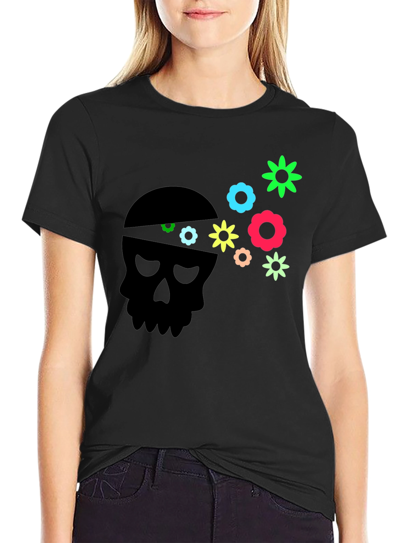 Skull Flower Power Graphic Tee