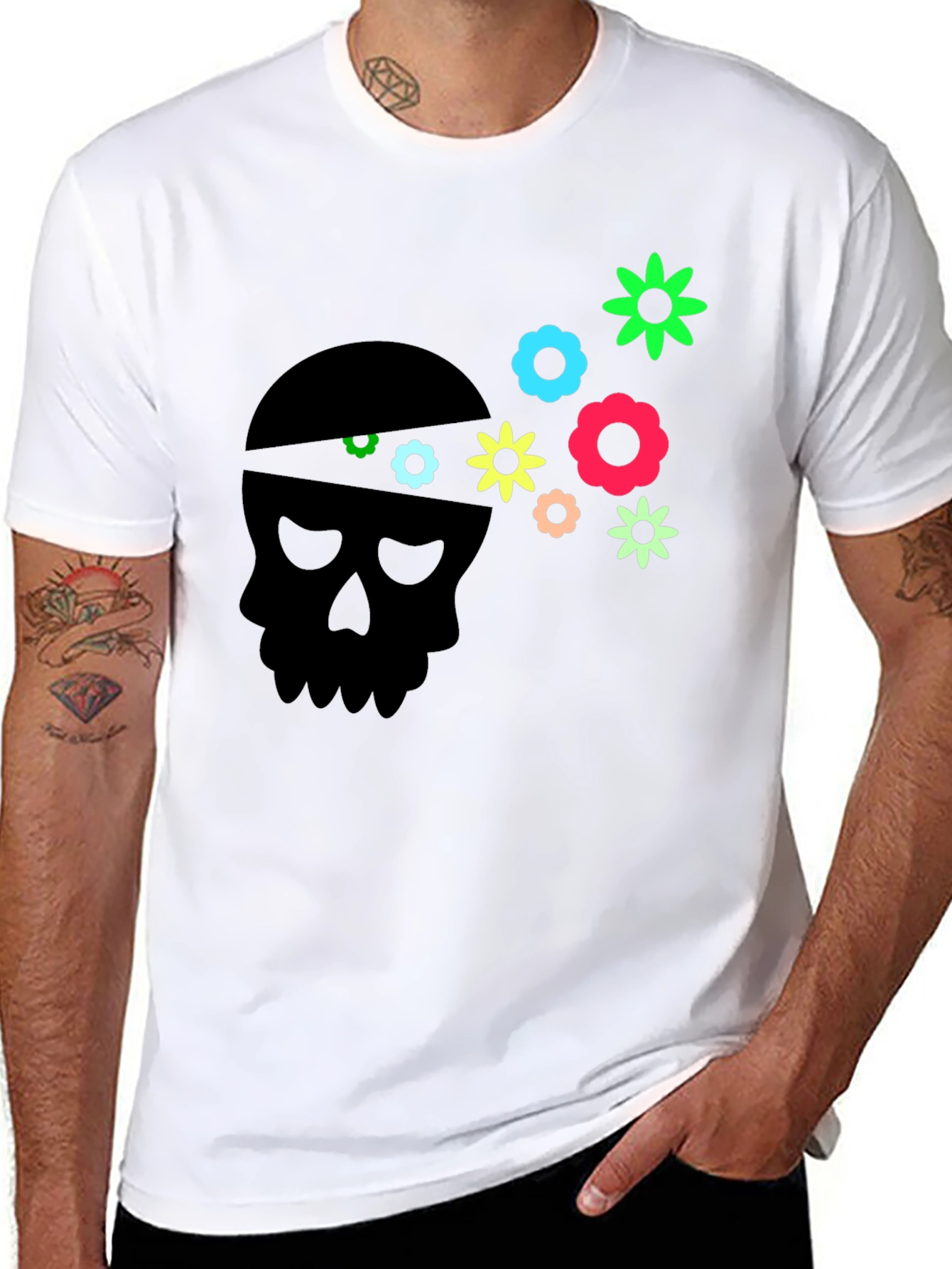 Skull Flower Power Graphic Tee