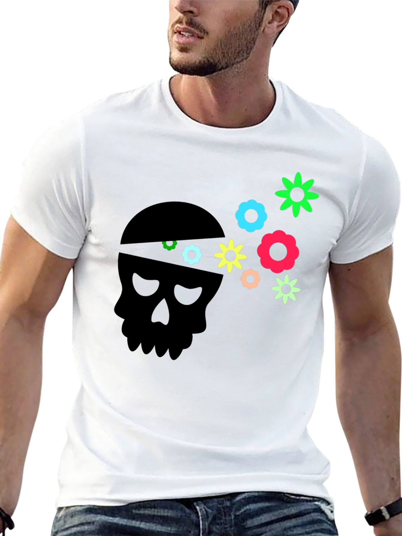 Skull Flower Power Graphic Tee