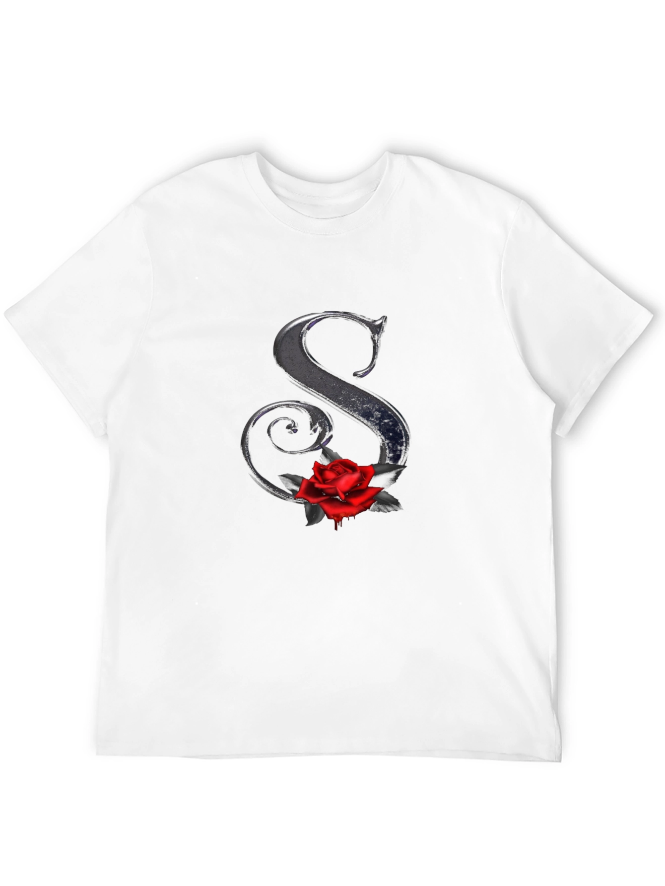 Rose Letter S Black T-Shirt - Gothic Style