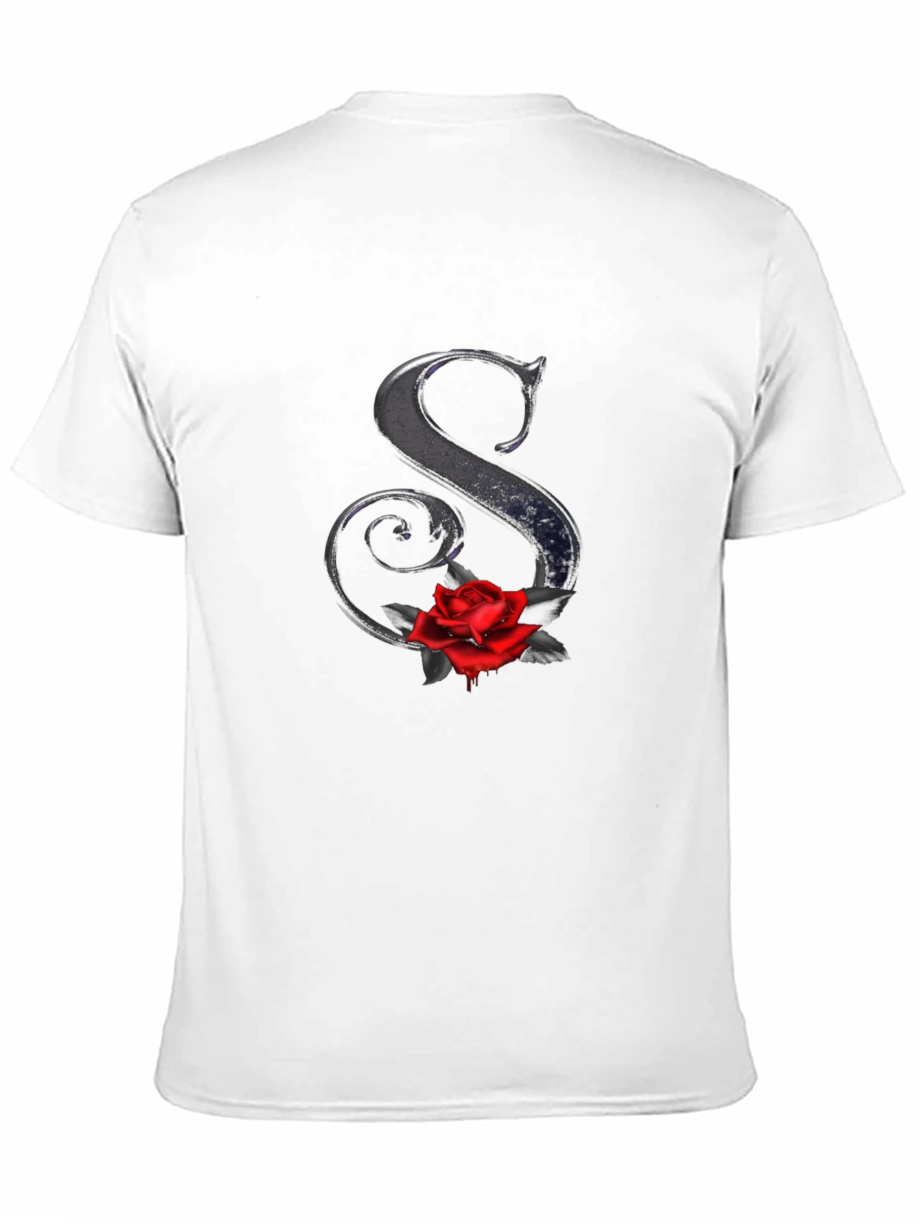 Rose Letter S Black T-Shirt - Gothic Style