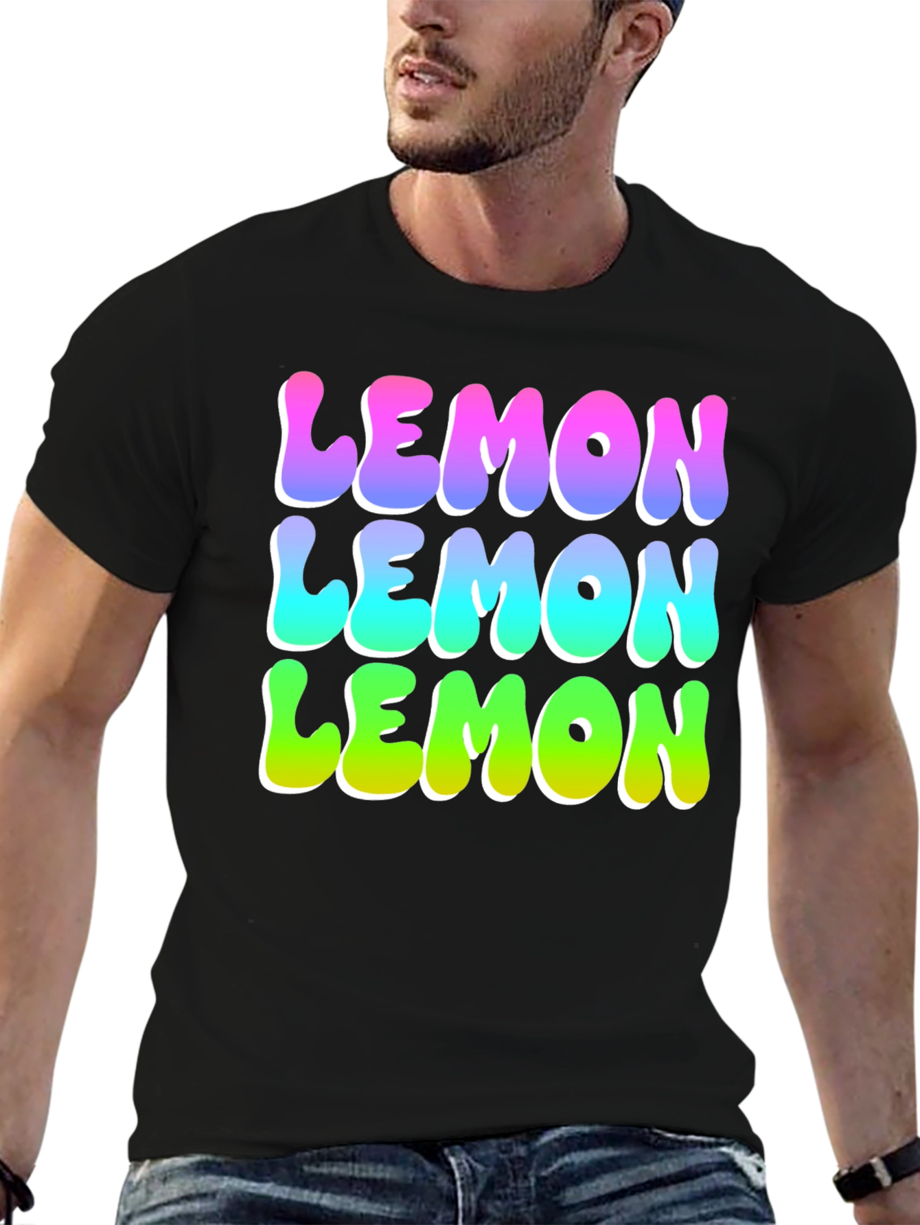 Lemon Graphic Tee - Funky Fruit Design Black T-Shirt