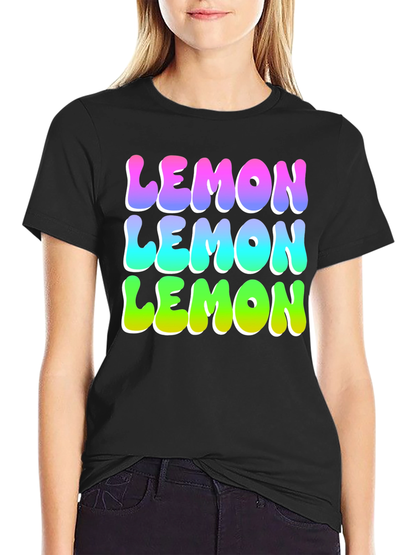 Lemon Graphic Tee - Funky Fruit Design Black T-Shirt