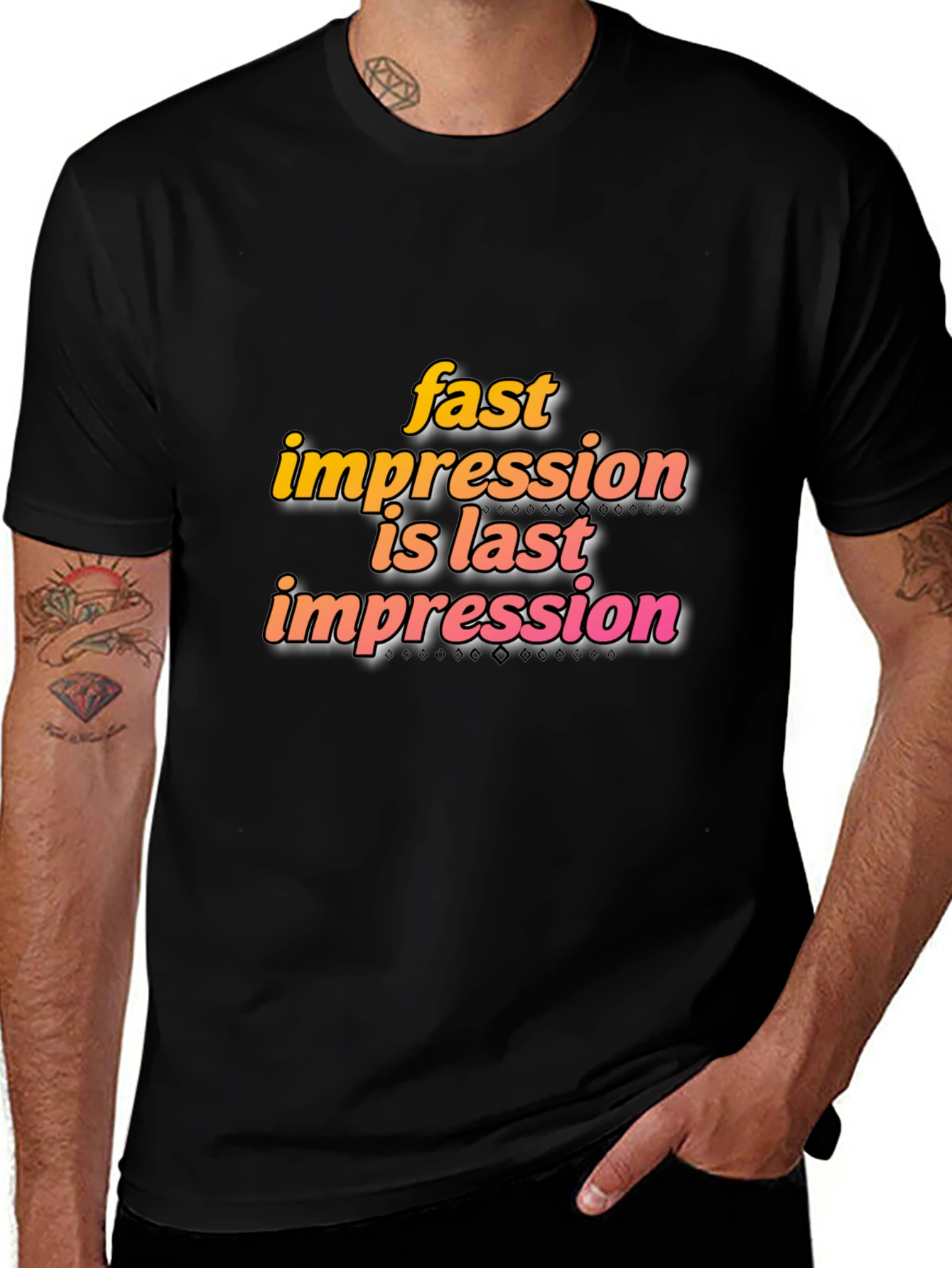 Fast Impression Tee - Stylish Black Cotton Blend T-Shirt